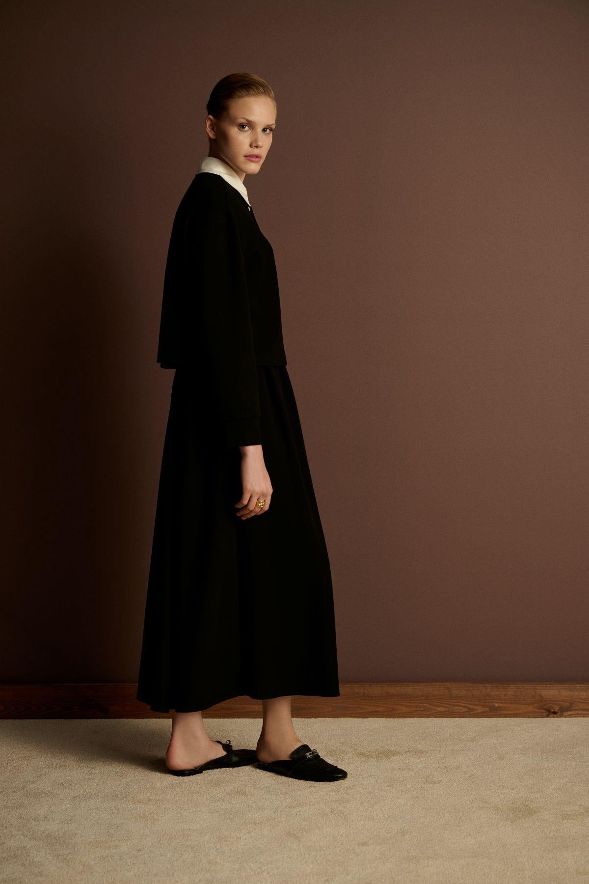 AZURE STRIPE TRIM DETAILED KNIT SET BLACK