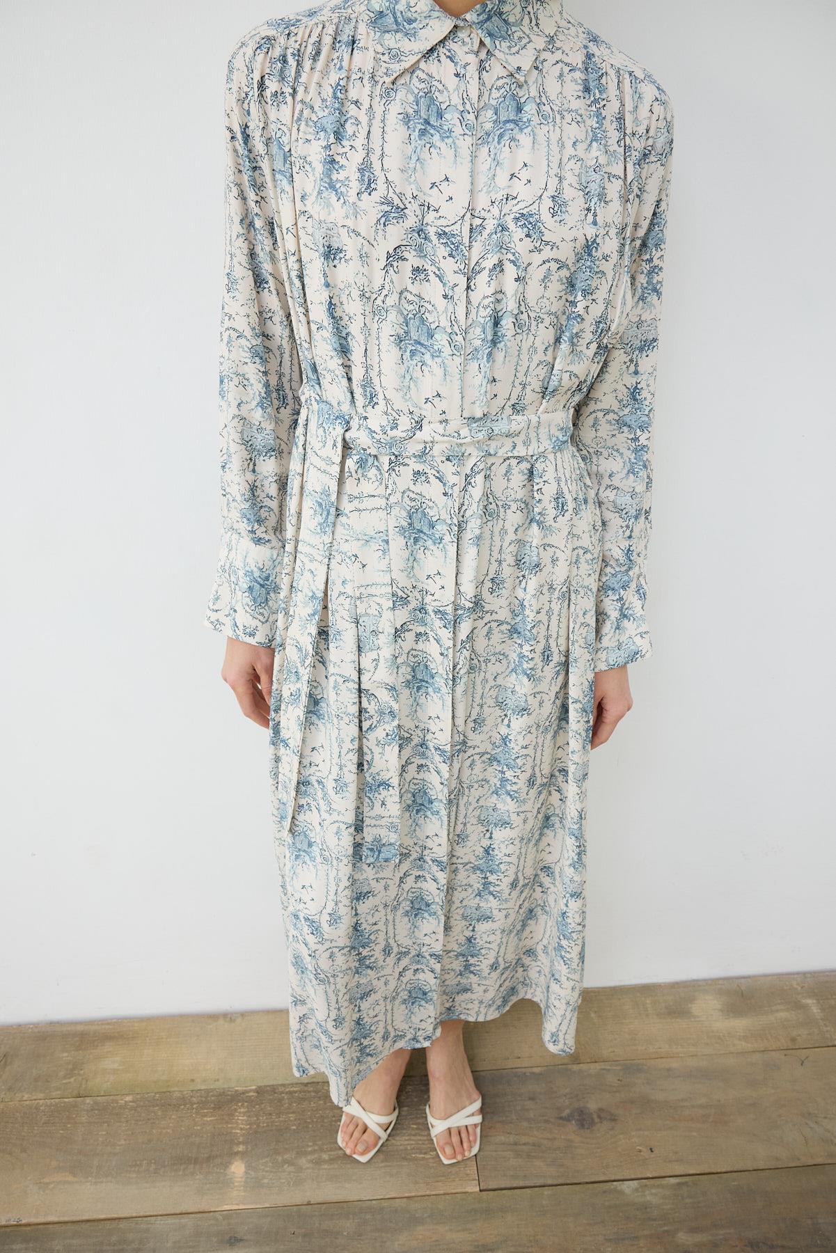 BLANC DESENLİ RAYON VİSKON GÖMLEK ELBİSE BEBE MAVİ