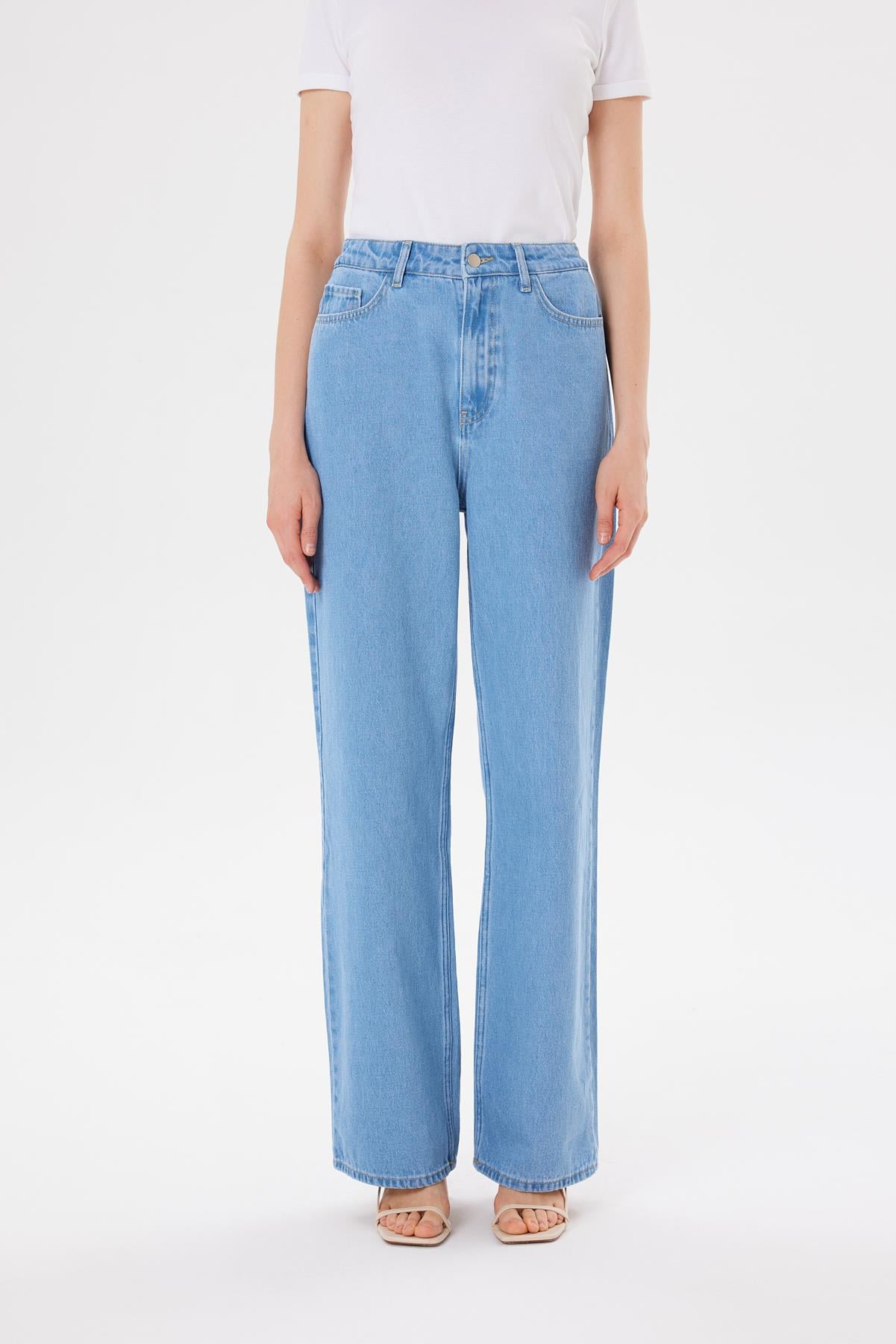 WIDE LEG DENIM JEANS BLUE