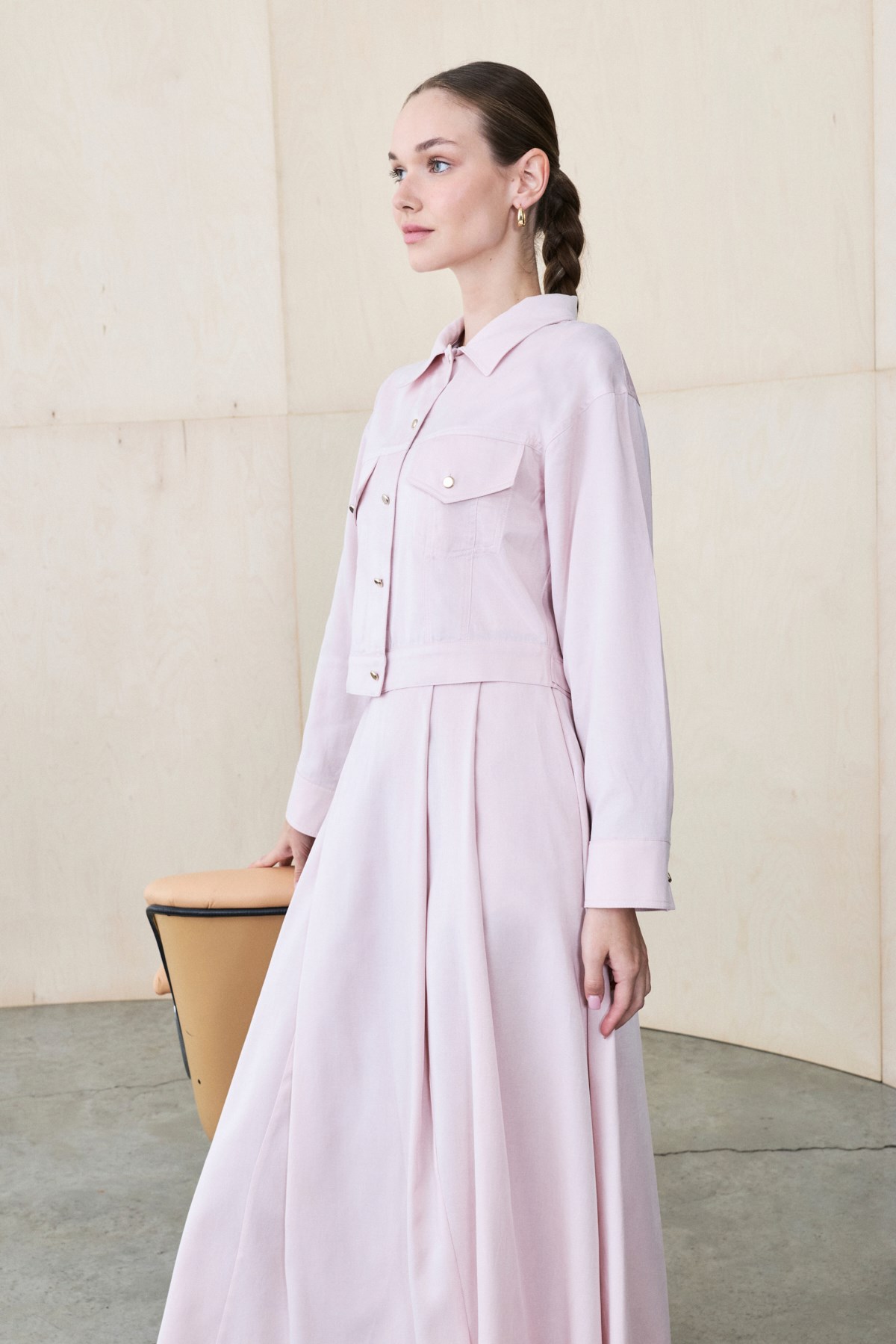 CARMEN LYOCELL JACKET SKIRT SET POWDER