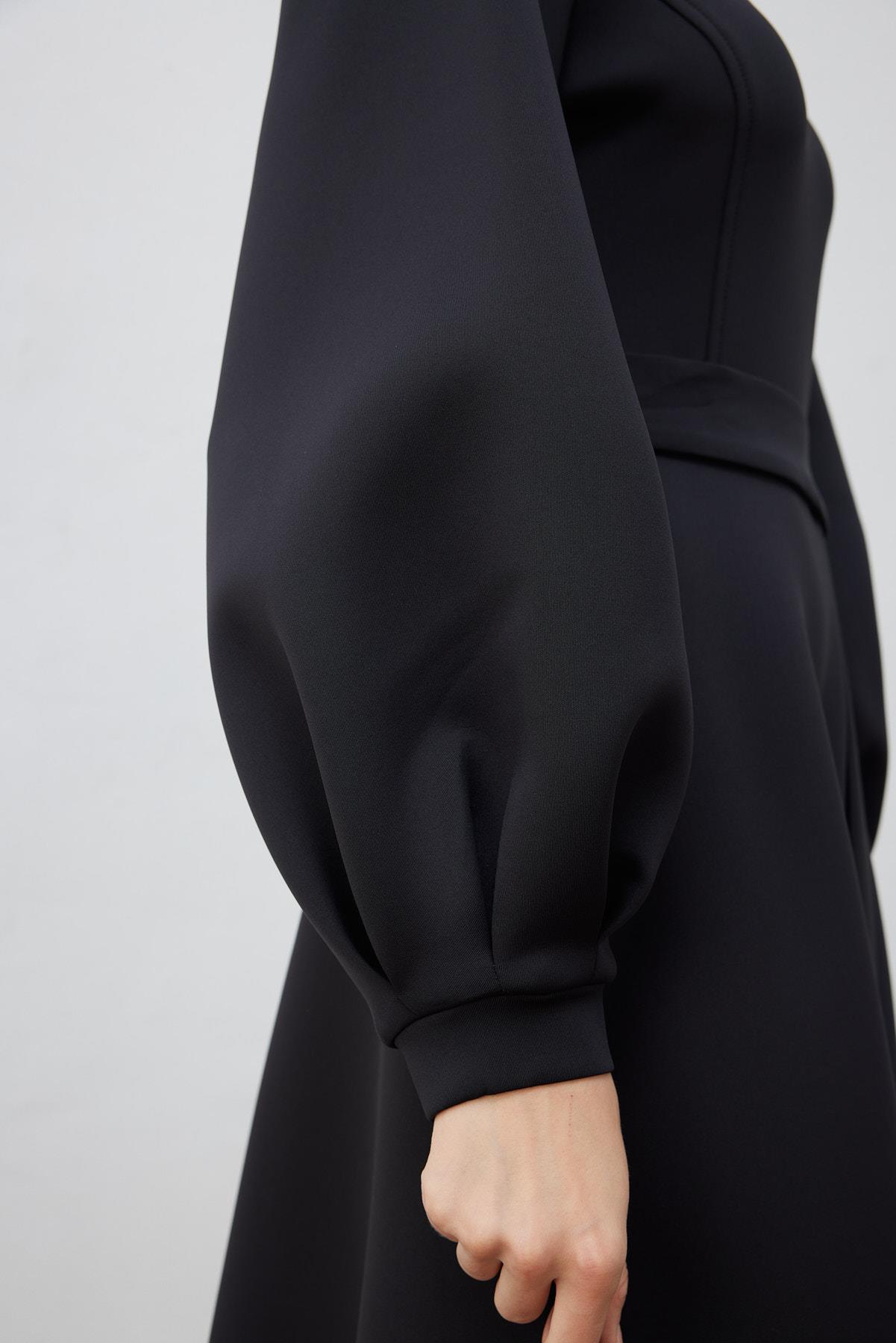 CAROL SCUBA PUFF DRESS BLACK