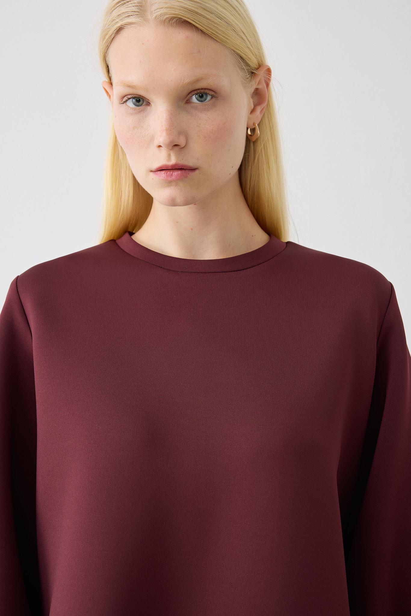 CAROL SCUBA PUFF TUNIC BURGUNDY