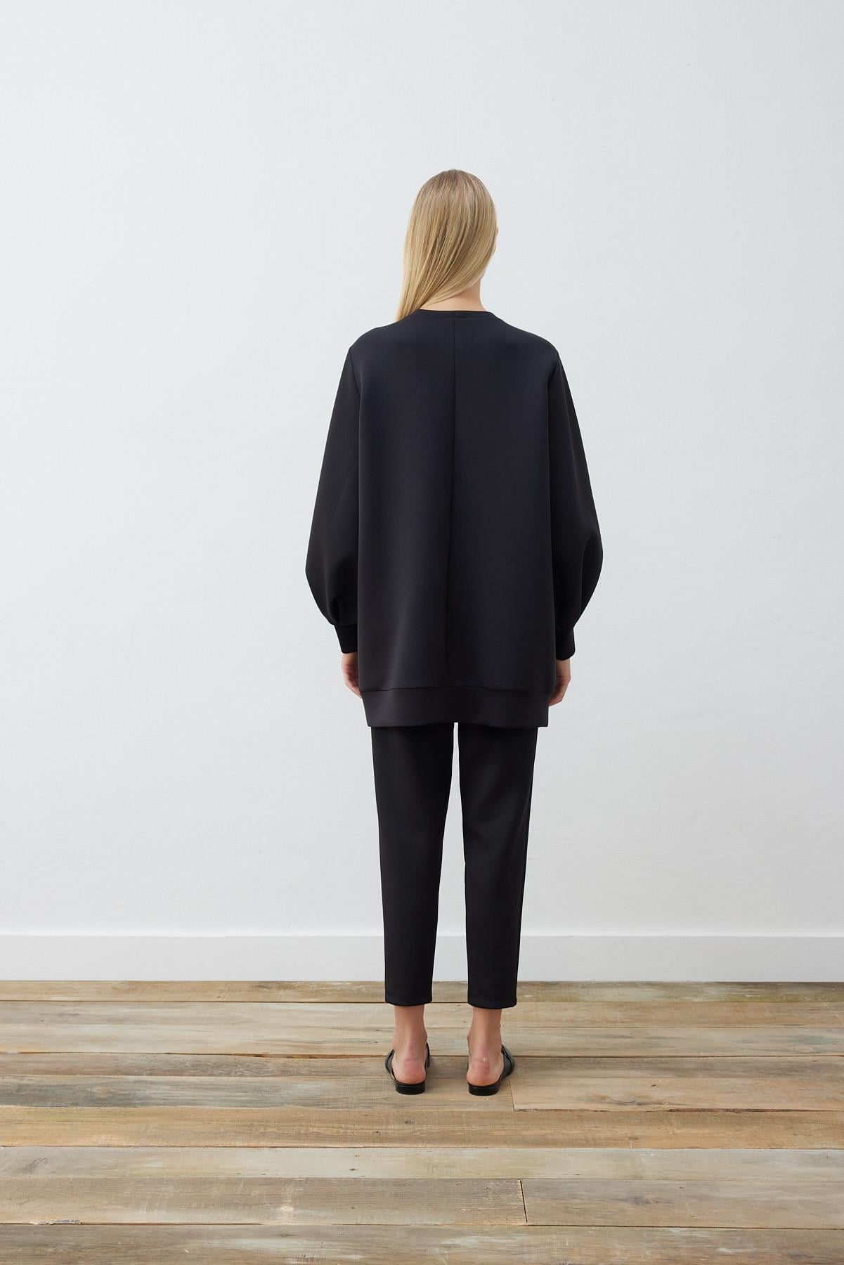 CAROL SCUBA PUFF TUNIC BLACK