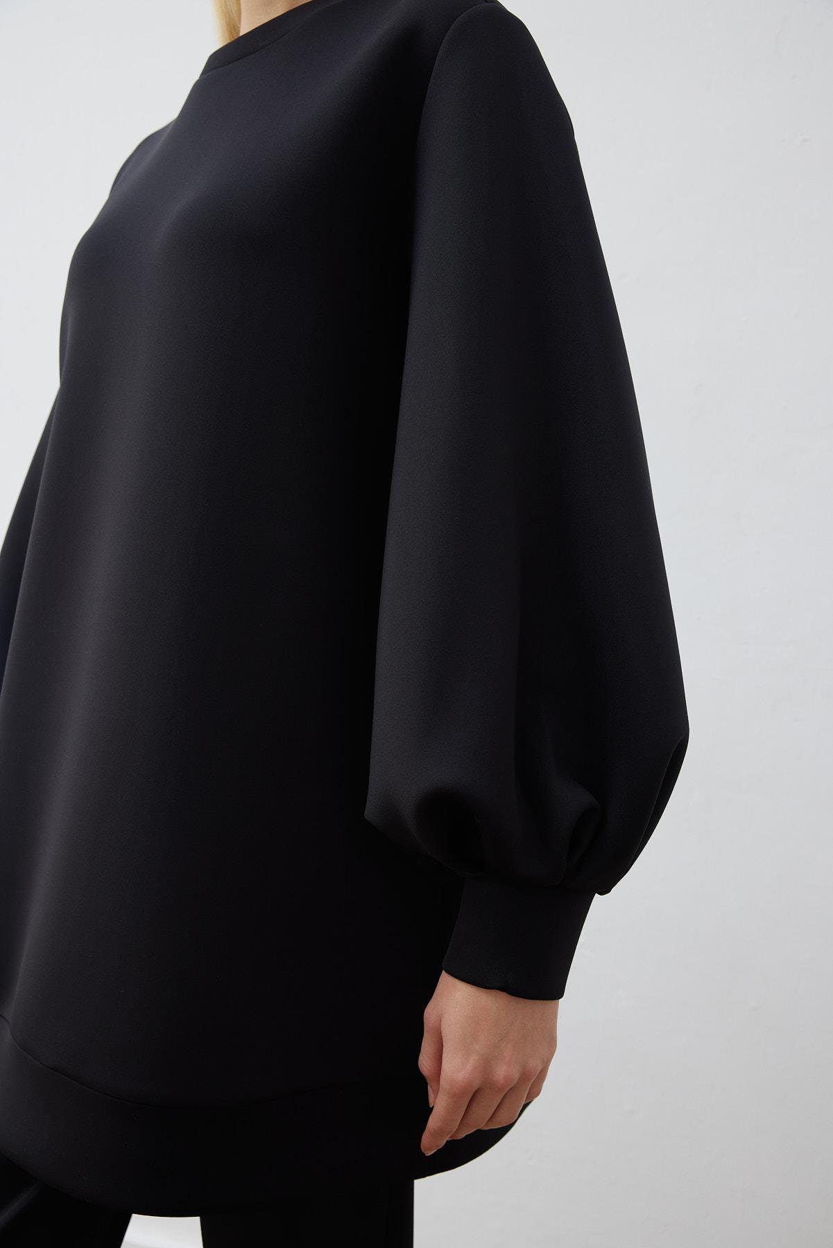 CAROL SCUBA PUFF TUNIC BLACK