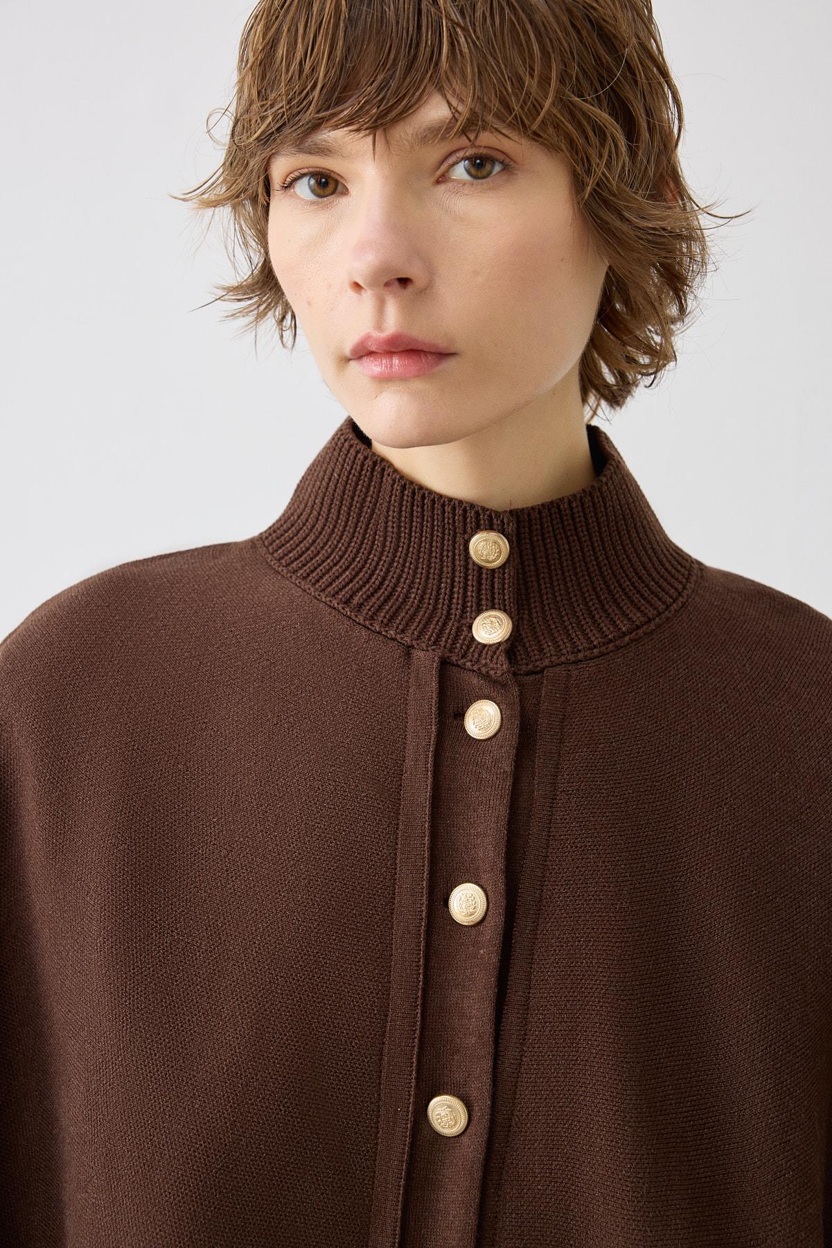 DAPHNE STEEL KNIT CAPE COAT BROWN