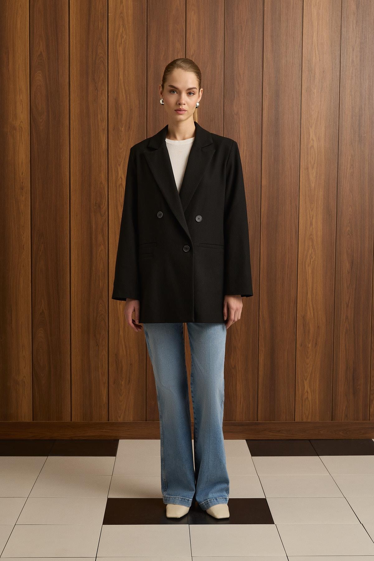 DAPHNE DOKULU BLAZER CEKET SİYAH