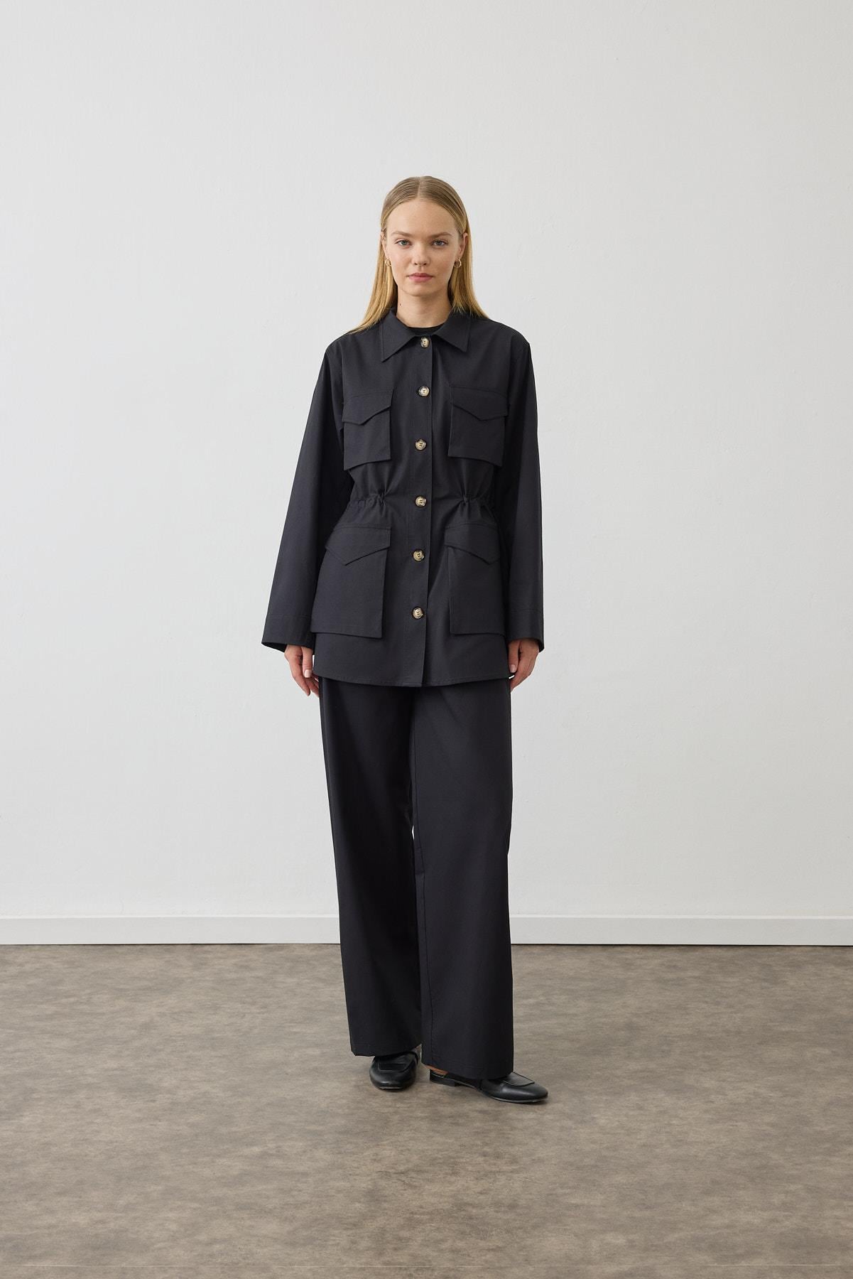 DIVA POCKETED COAT PANTS SET BLACK
