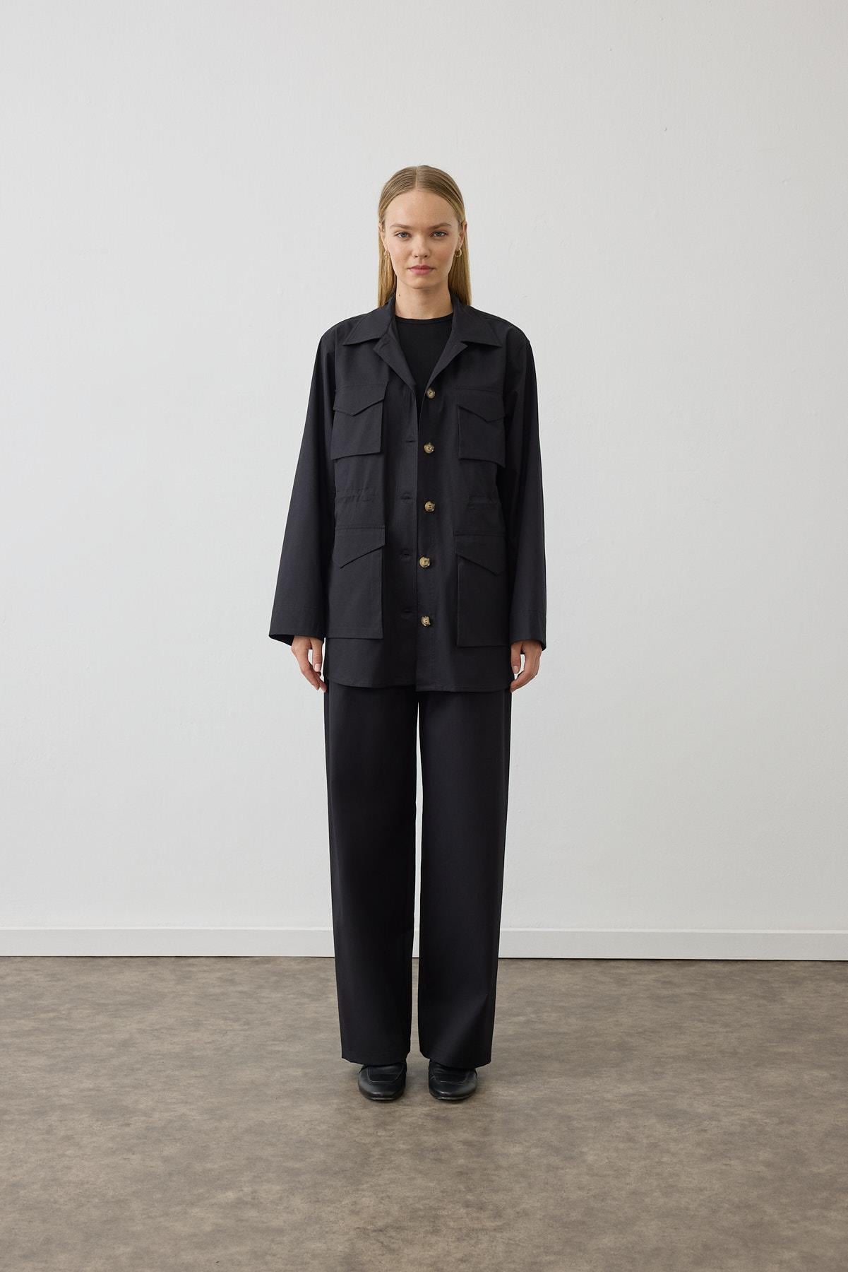 DIVA POCKETED COAT PANTS SET BLACK