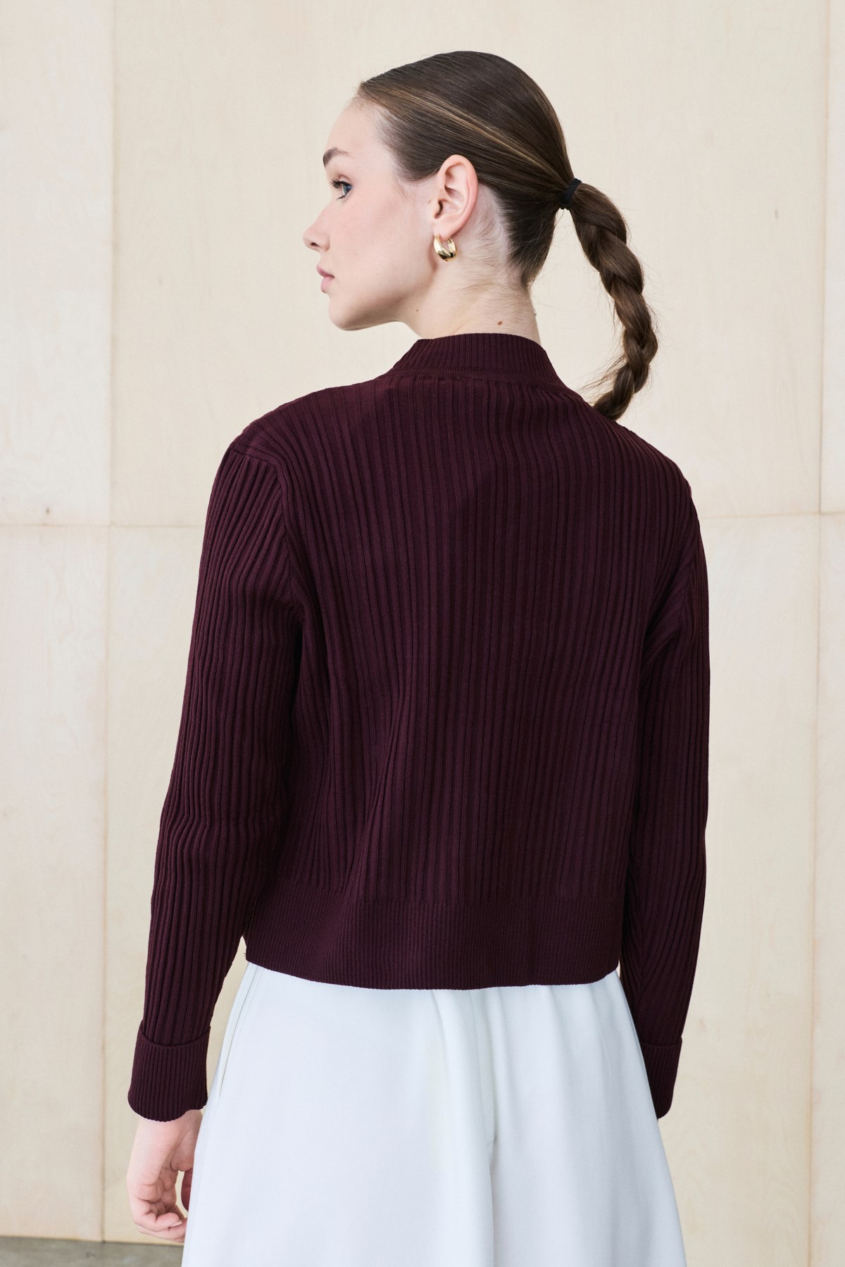 DIVA BUTTONED KNIT CARDIGAN BURGUNDY