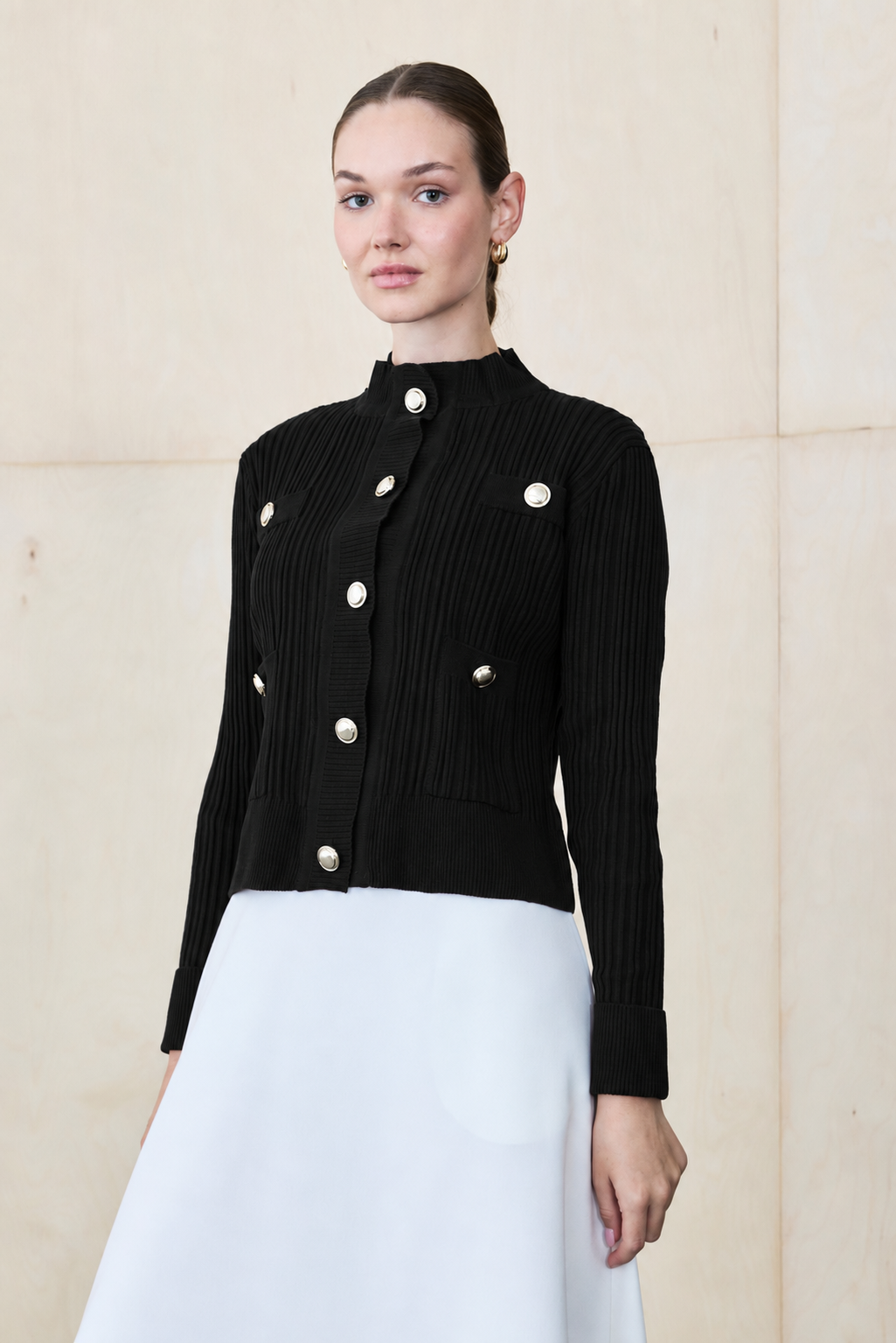 DIVA BUTTONED KNITWEAR CARDIGAN BLACK