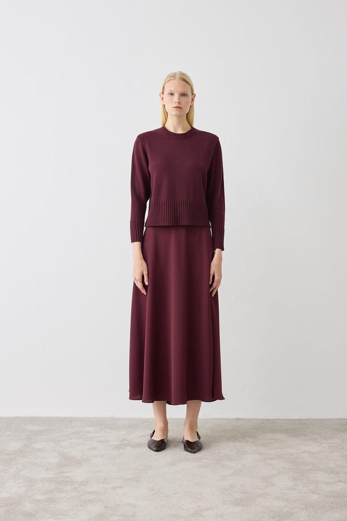DORA COTTON KNIT SWEATER BURGUNDY