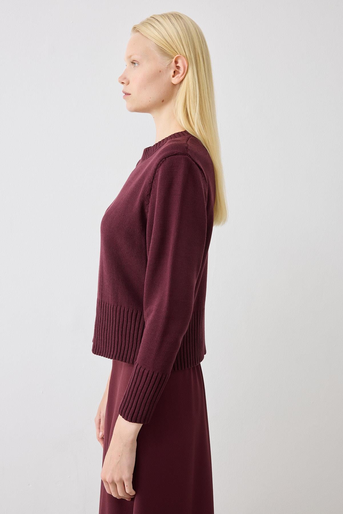 DORA COTTON KNIT SWEATER BURGUNDY