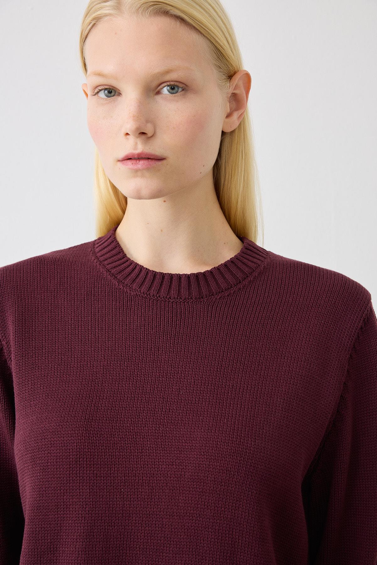 DORA COTTON KNIT SWEATER BURGUNDY