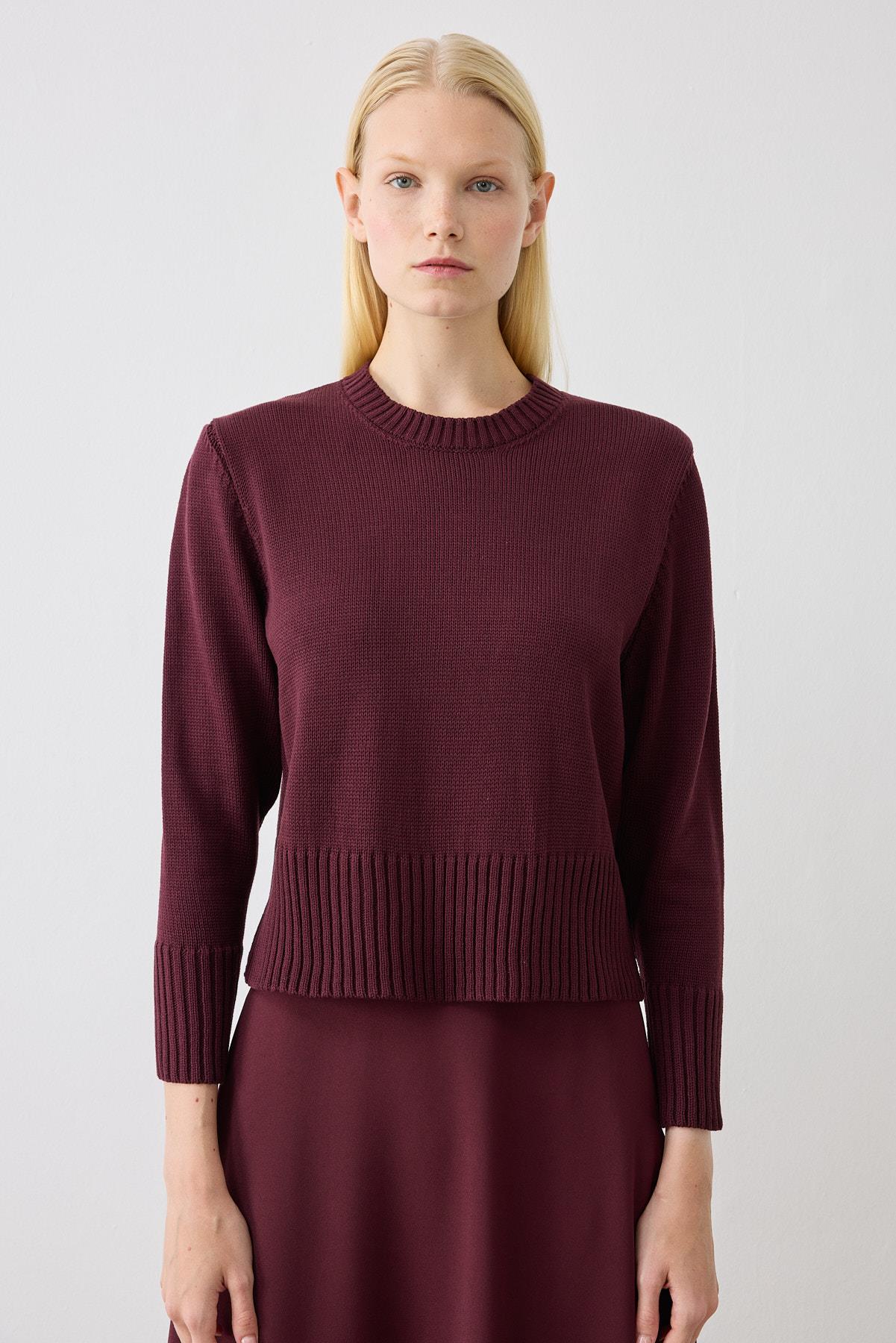 DORA COTTON KNIT SWEATER BURGUNDY