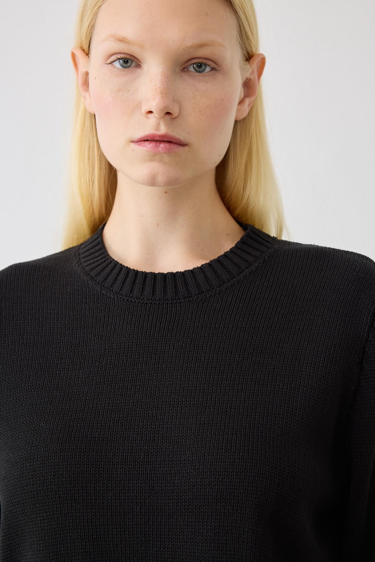 DORA COTTON KNIT SWEATER BLACK
