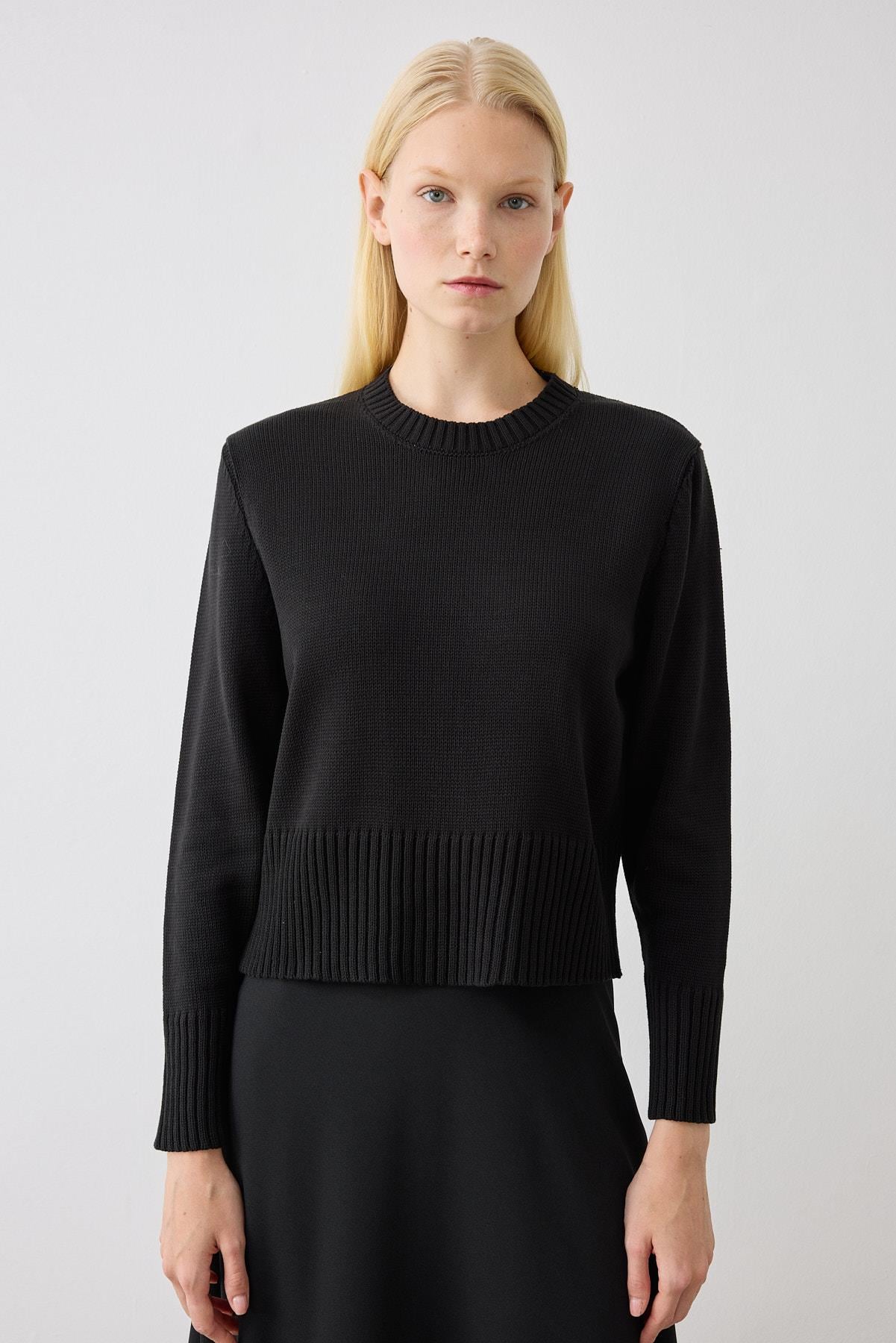 DORA COTTON KNIT SWEATER BLACK