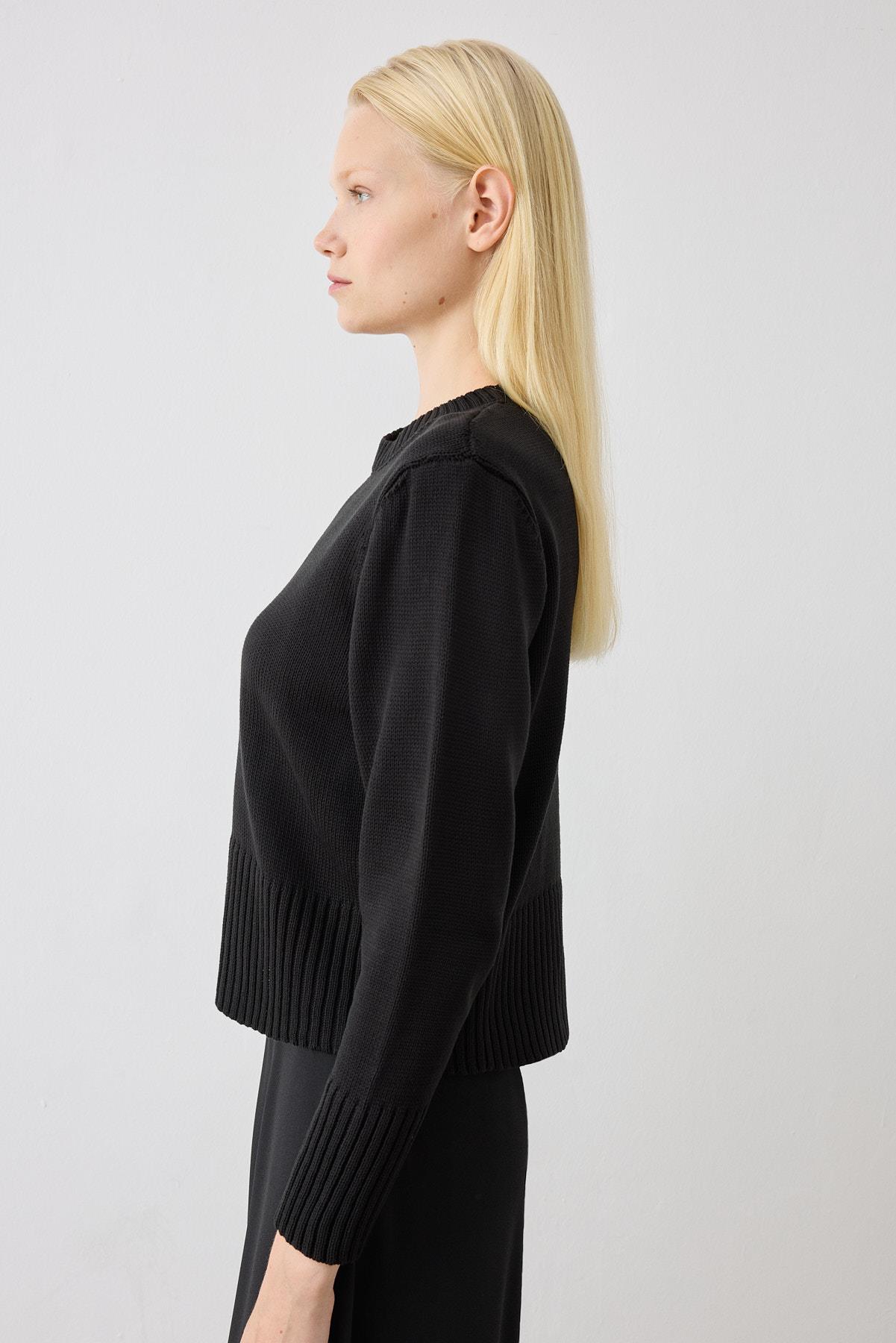 DORA COTTON KNIT SWEATER BLACK