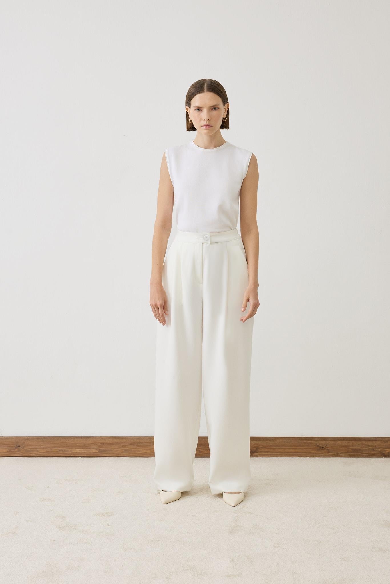 DORE PALAZZO PANTS WHITE