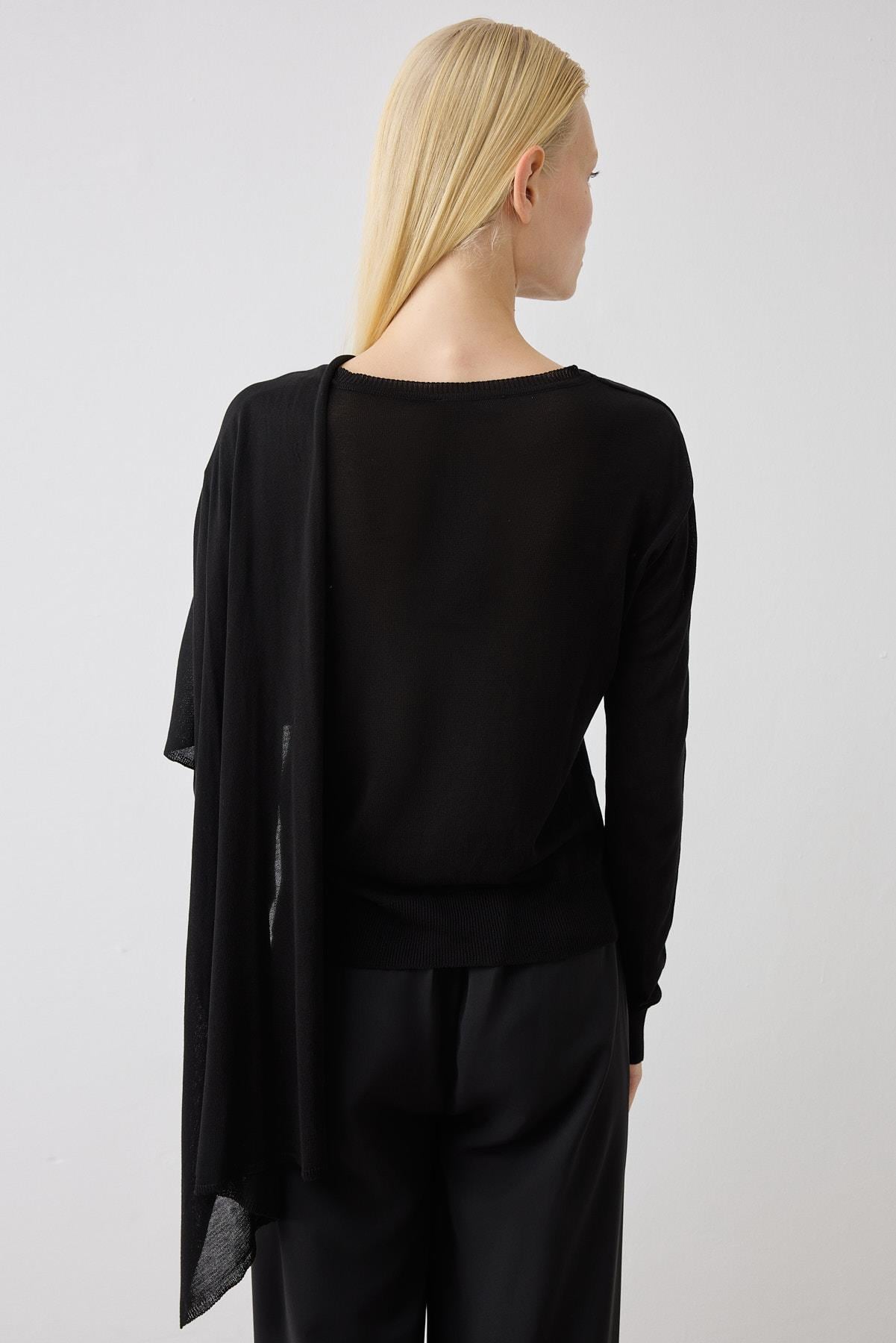 DOREN SHAWL DETAIL MERCERIZED KNIT CARDIGAN BLACK