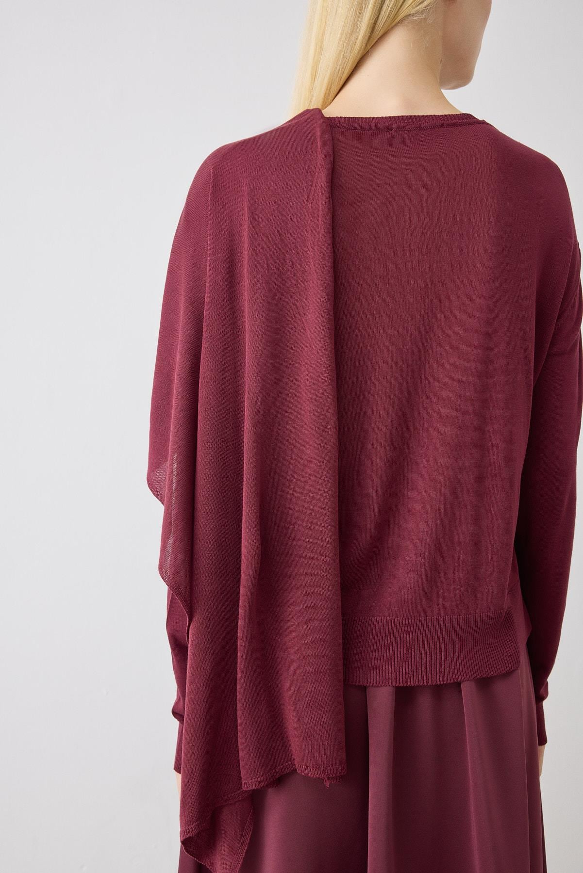 DOREN SHAWL DETAIL MERCERIZED KNIT CARDIGAN BURGUNDY