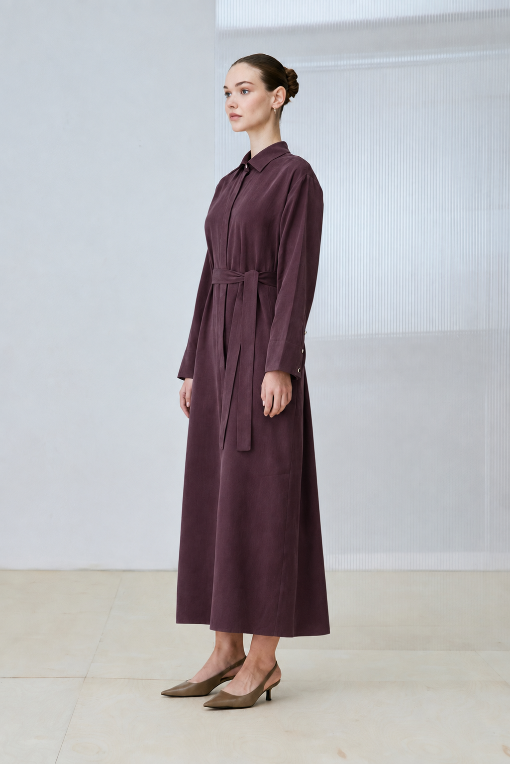 ELAN LYOCELL GÖMLEK ELBİSE BORDO