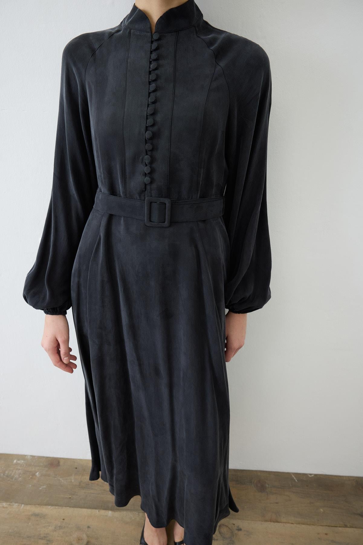 GLORIA HALF STRAPPED SHIRT DRESS BLACK