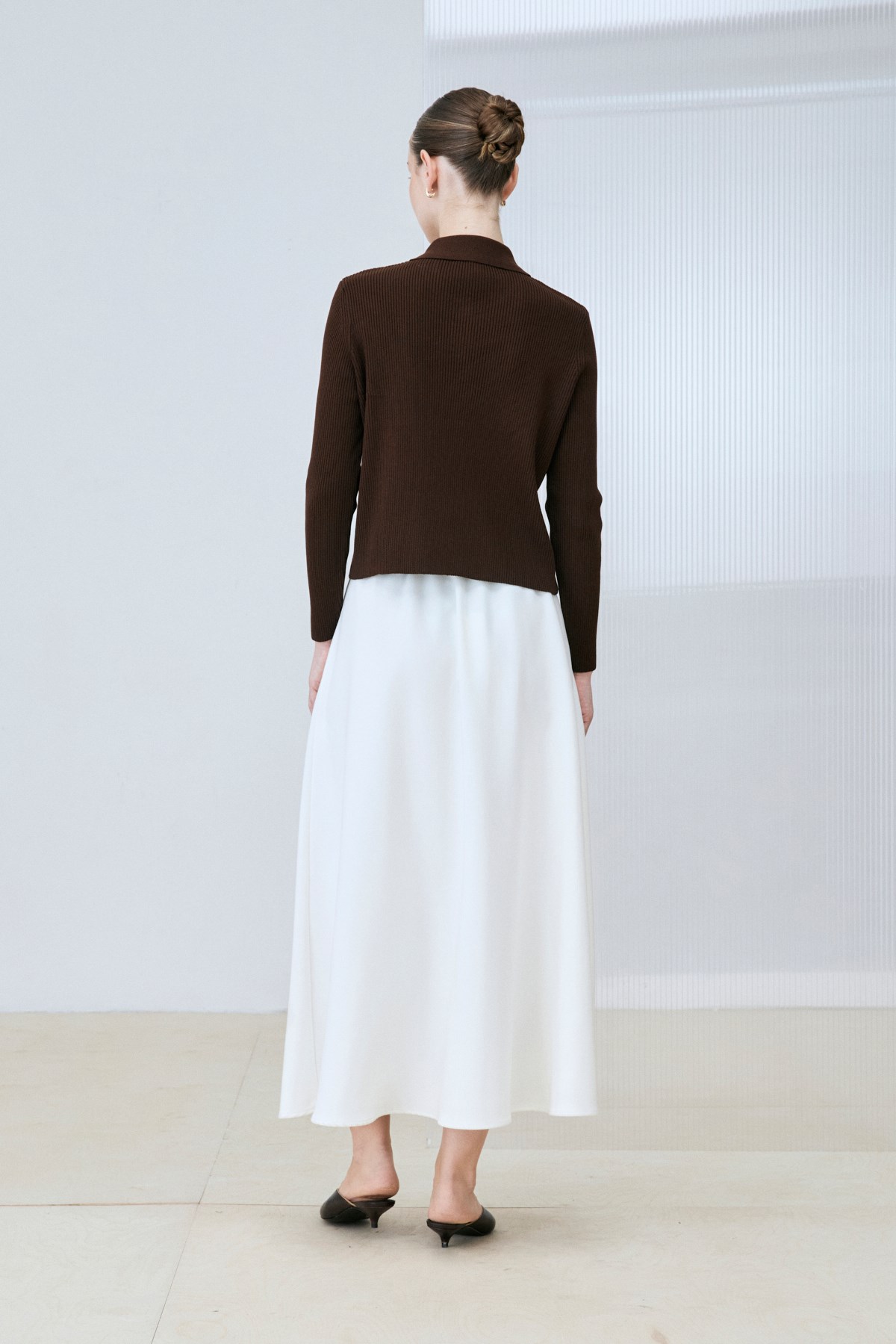GOLD COTTON KNIT CARDIGAN BROWN