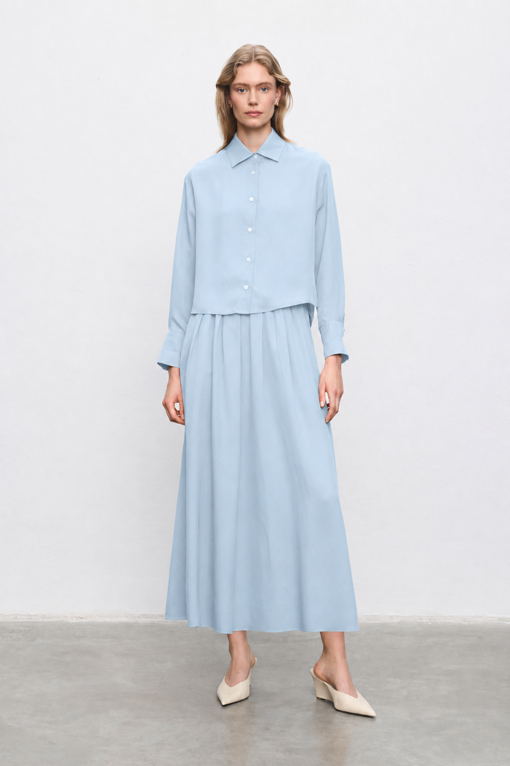 JOY ASETAT LASTİKLİ ETEKLİ TAKIM BEBE MAVİ