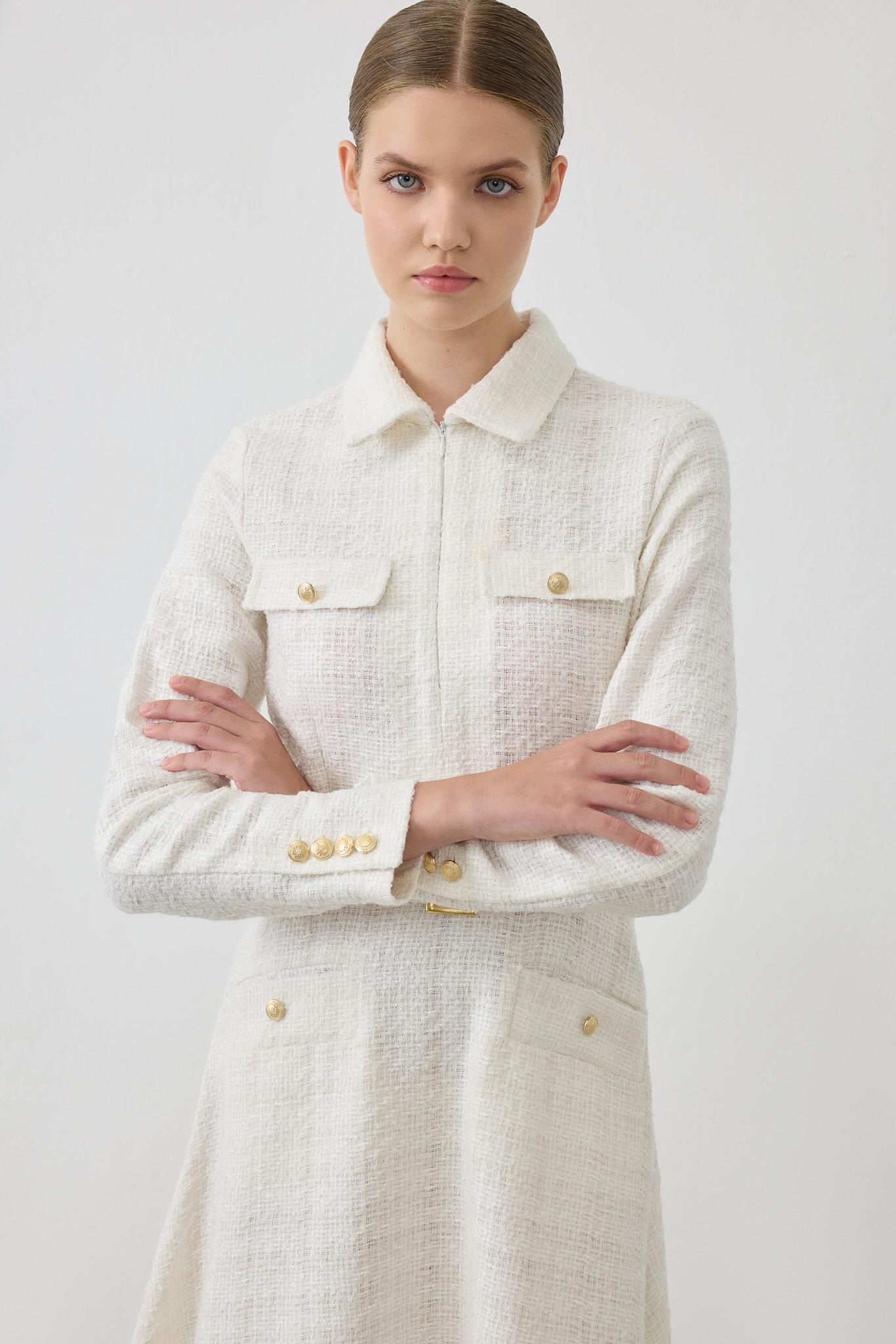 LADY TWEED DRESS ECRU