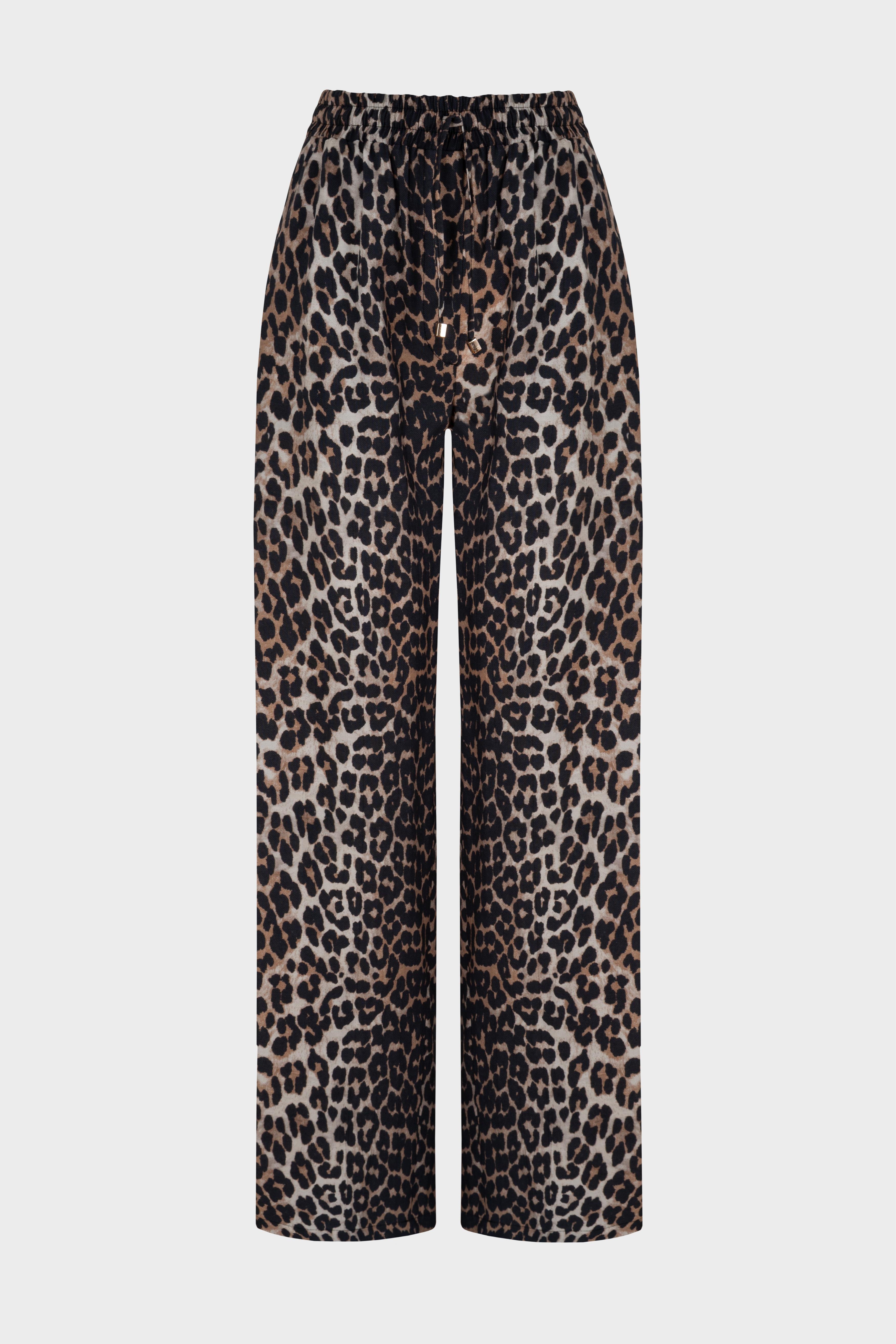 LEOPAR DESEN CEPLİ PANTOLONLU TAKIM KAHVE