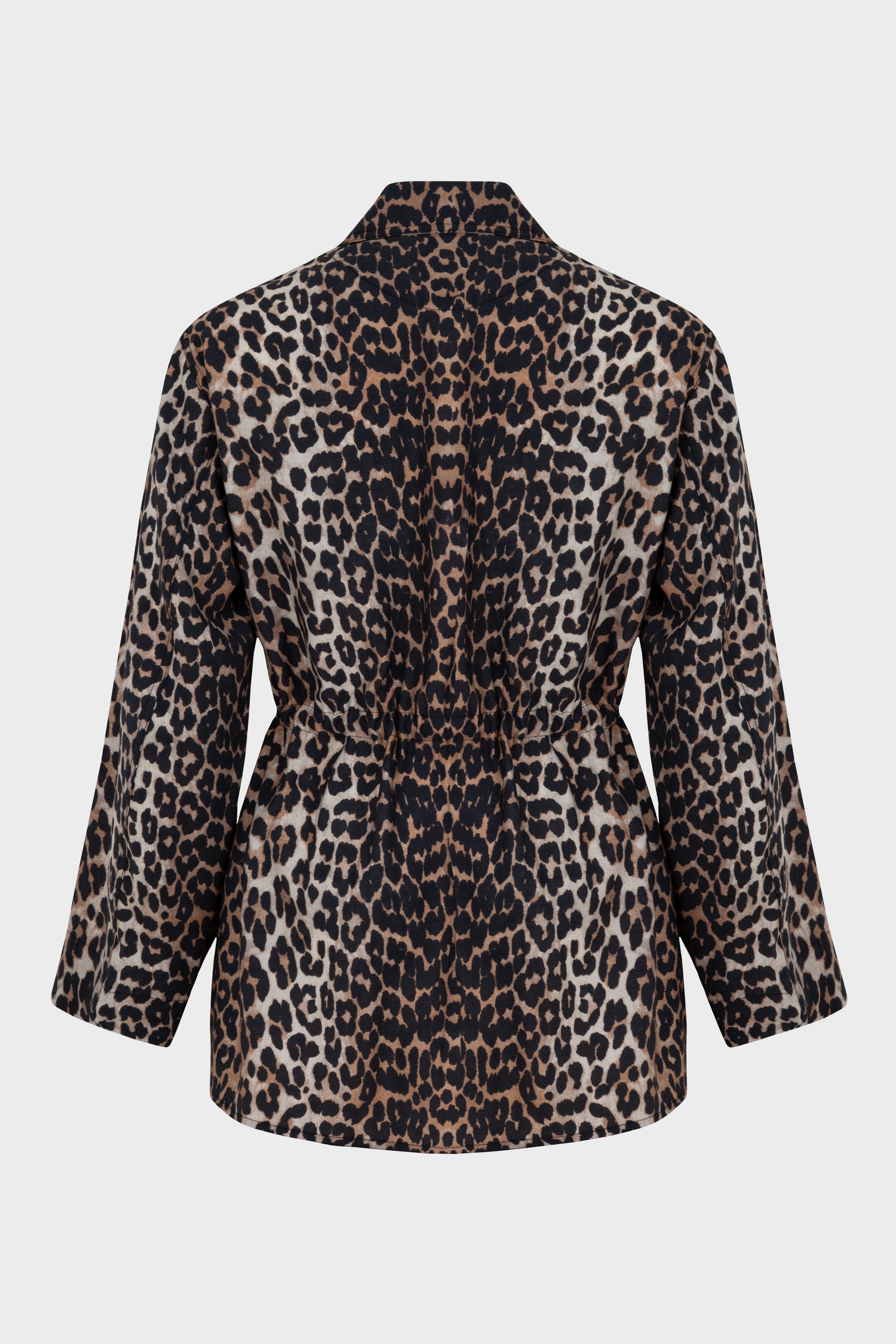 LEOPAR DESEN CEPLİ PANTOLONLU TAKIM KAHVE
