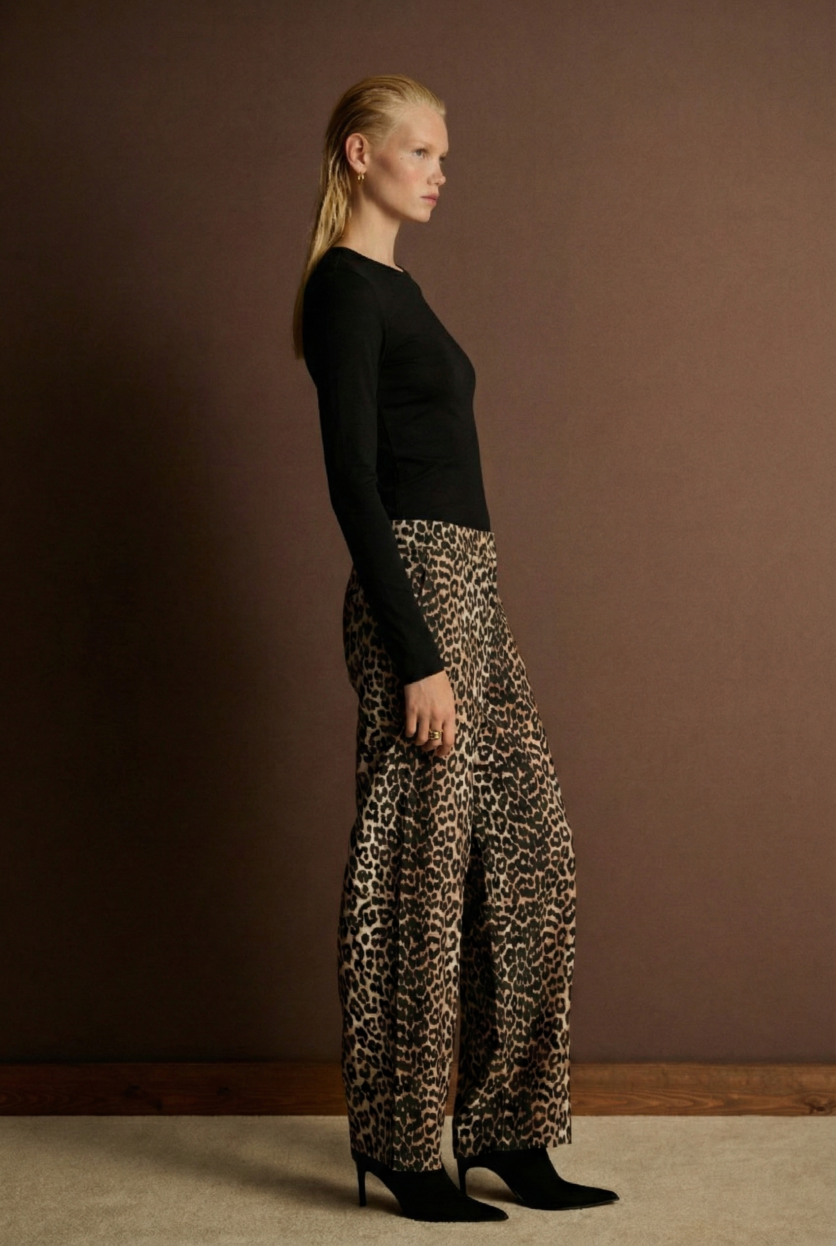 LEOPAR DESEN PANTOLON KAHVE