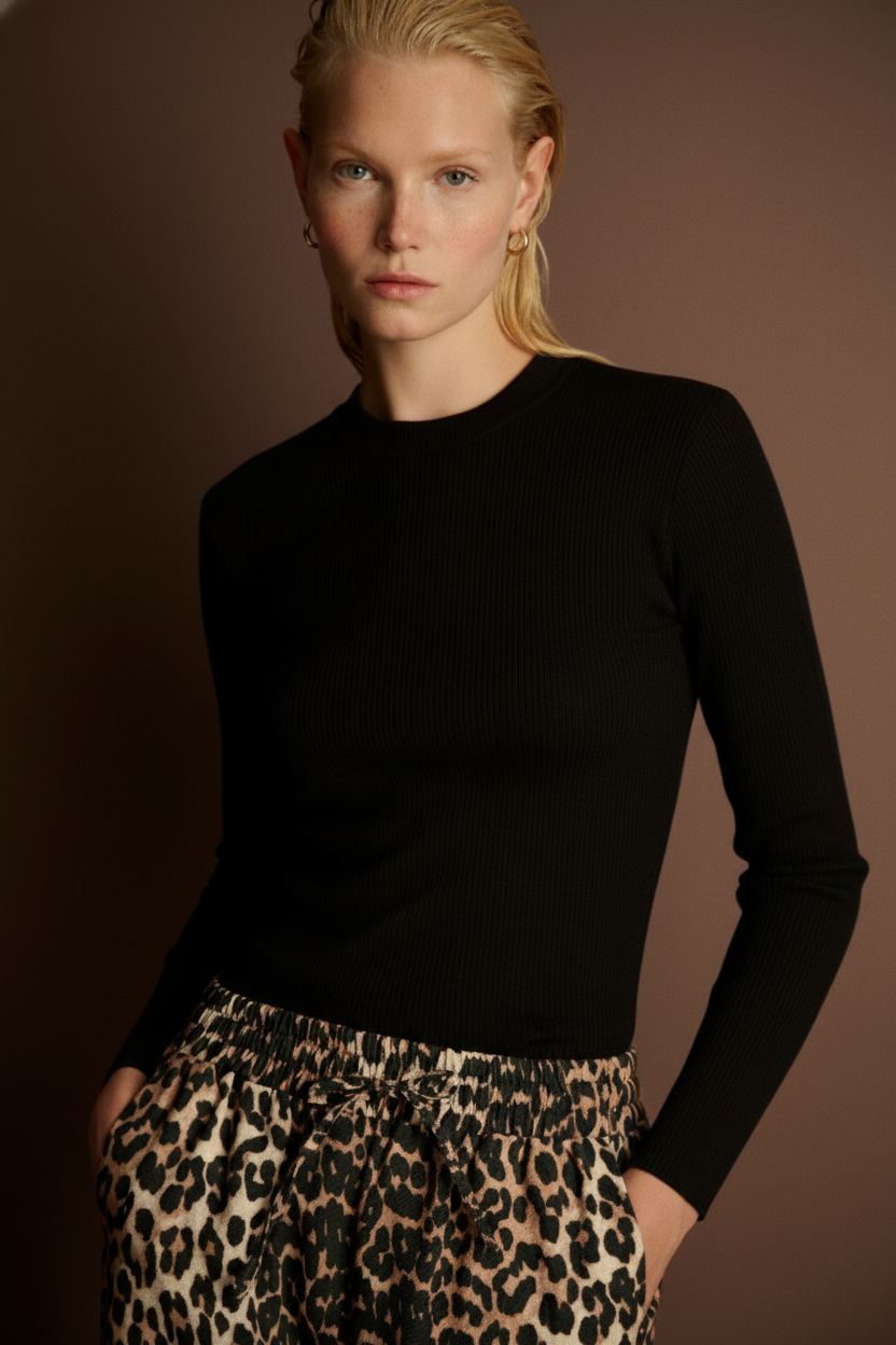 LEOPAR DESEN PANTOLON KAHVE