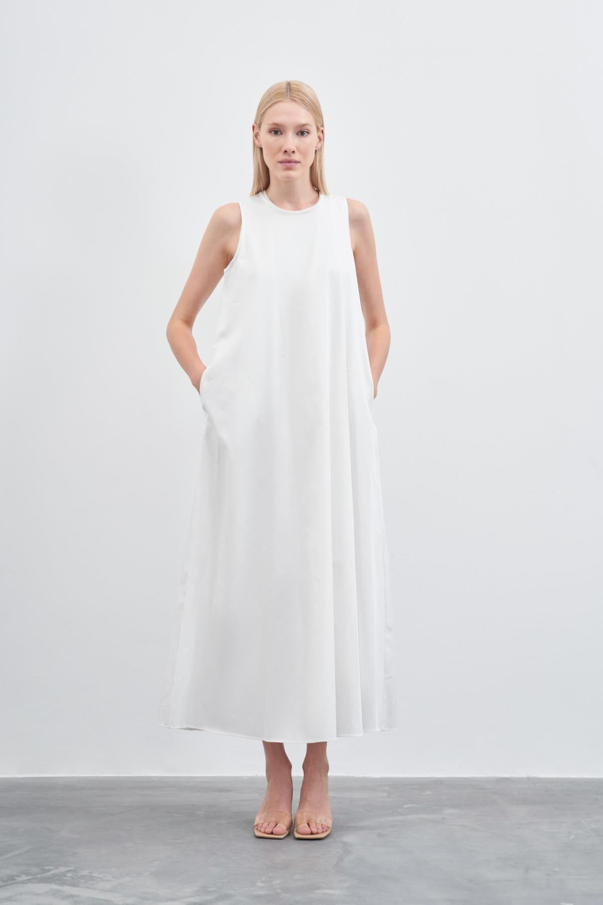 LISA SLEEVELESS COTTON DRESS ECRU