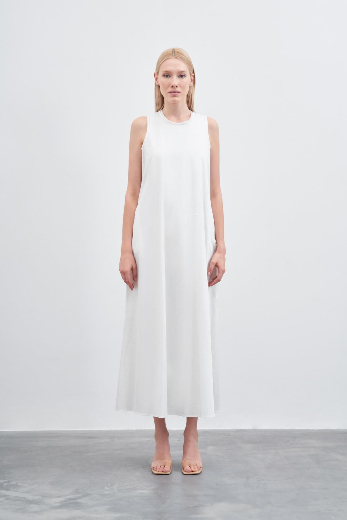 LISA SLEEVELESS COTTON DRESS ECRU