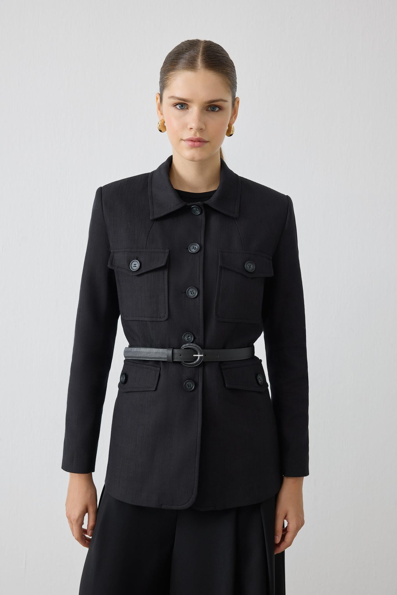 LORES DOKULU CEKET SİYAH