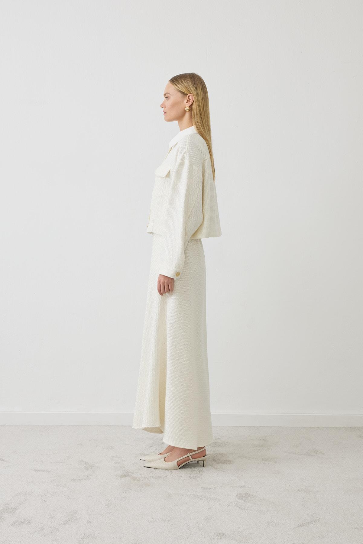 MARVEN TWEED JACKET SKIRT SET ECRU