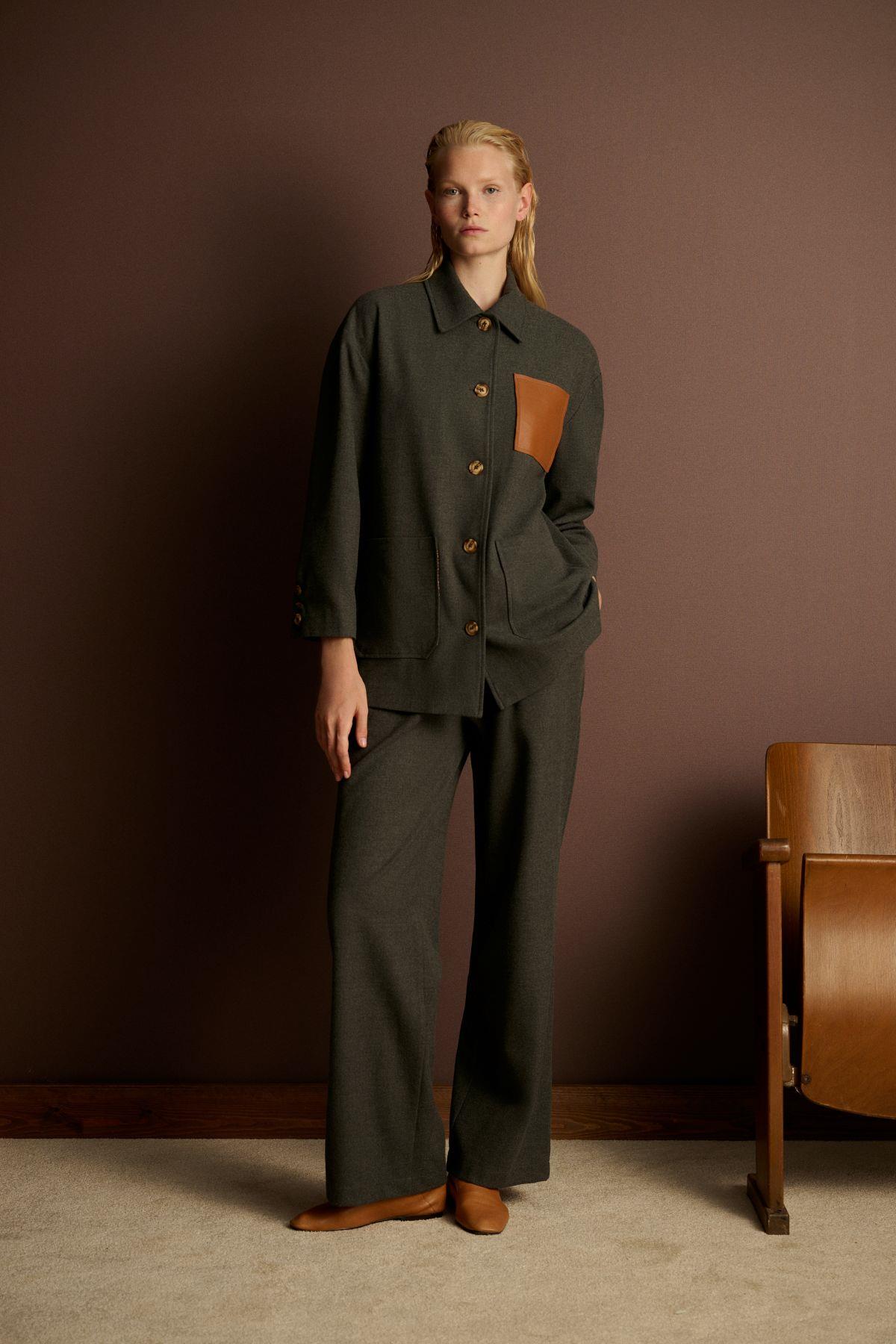 MAVA DERİ CEP DETAYLI CEKET GRİ