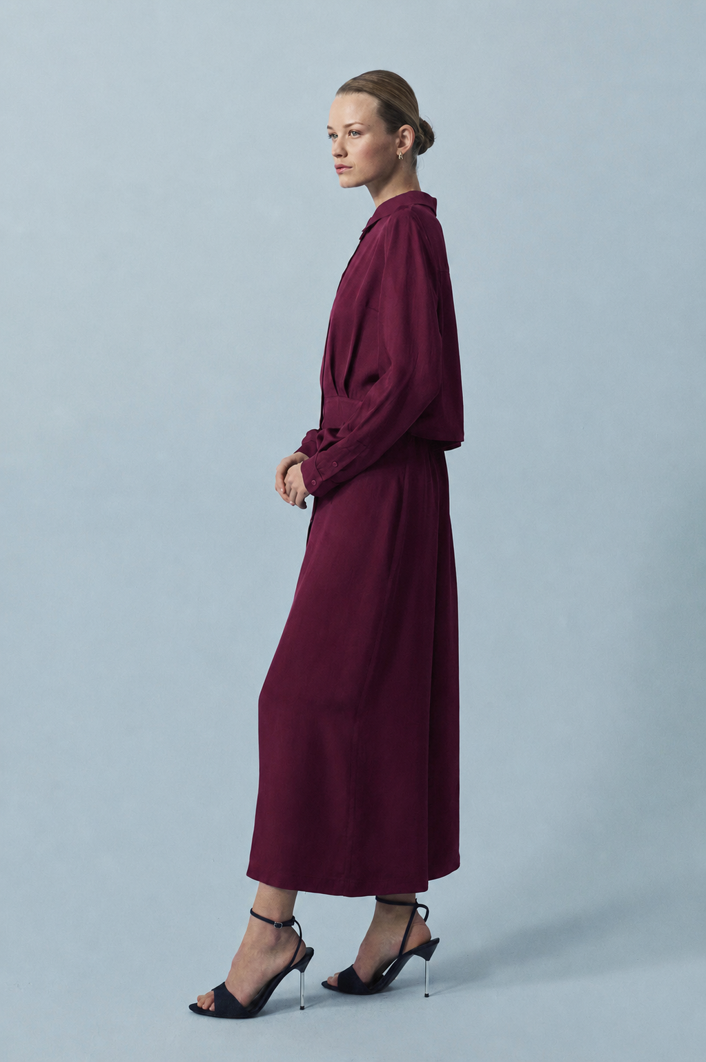 MAX ASETAT ALERLİ ELBİSE BORDO