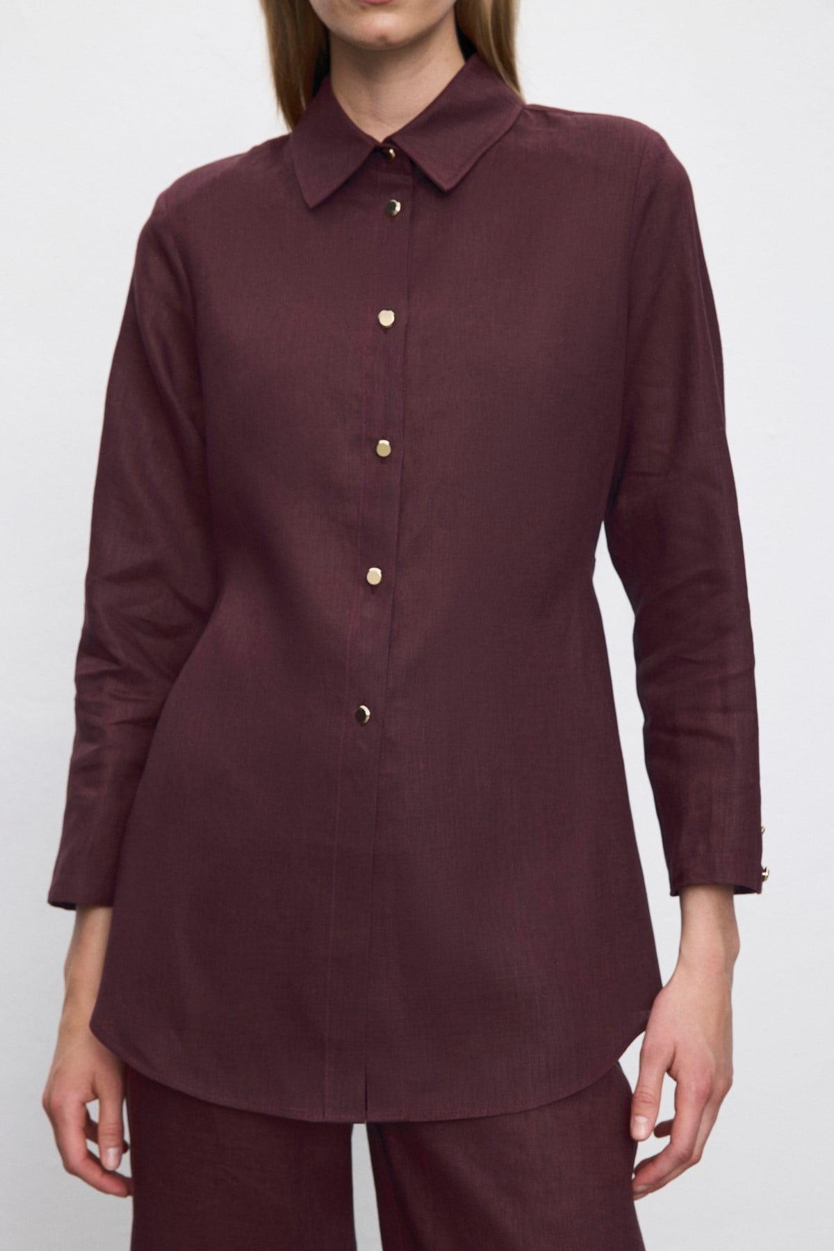 MEGAN %100 KETEN PANTOLONLU TAKIM BORDO