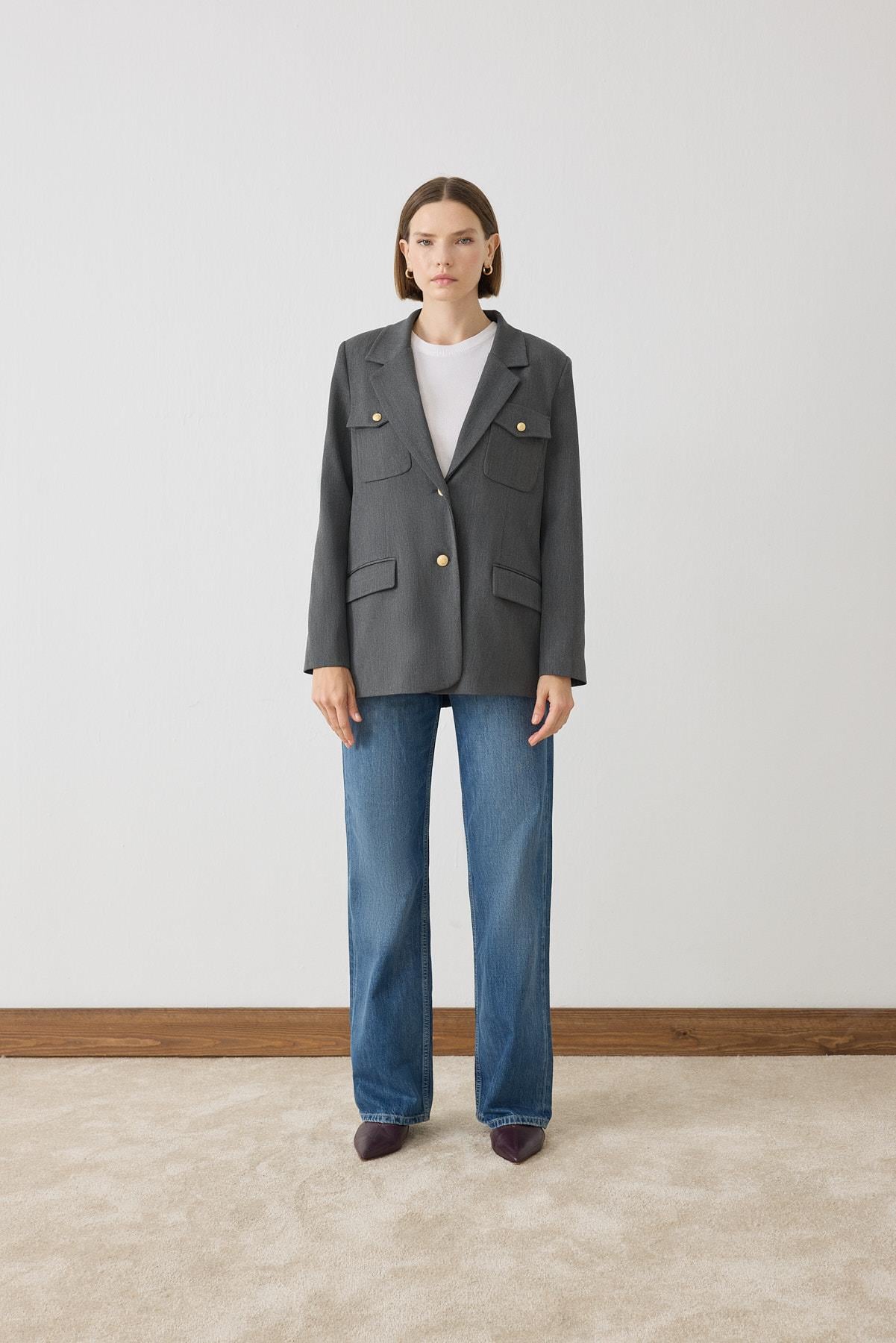 MEGAN POCKETED JACKET ANTHRACITE