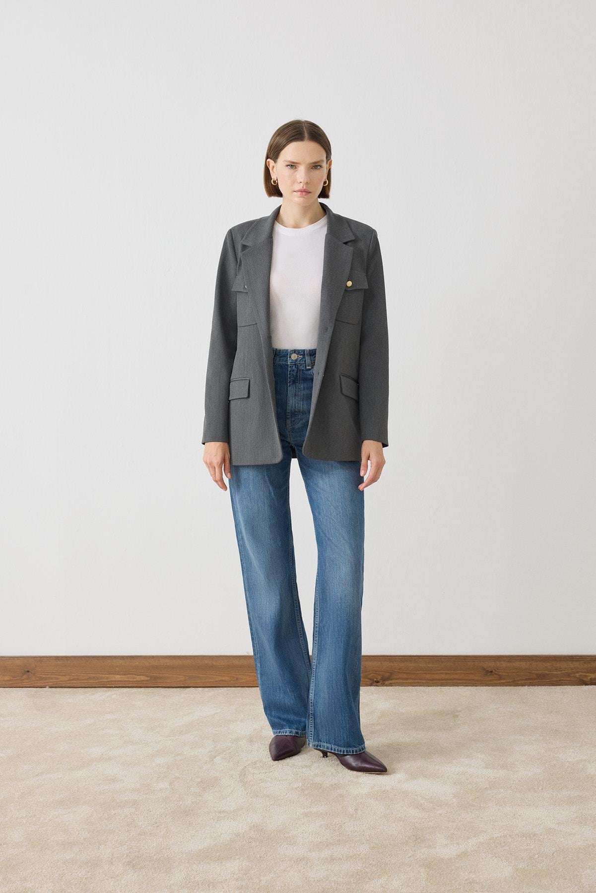 MEGAN POCKETED JACKET ANTHRACITE