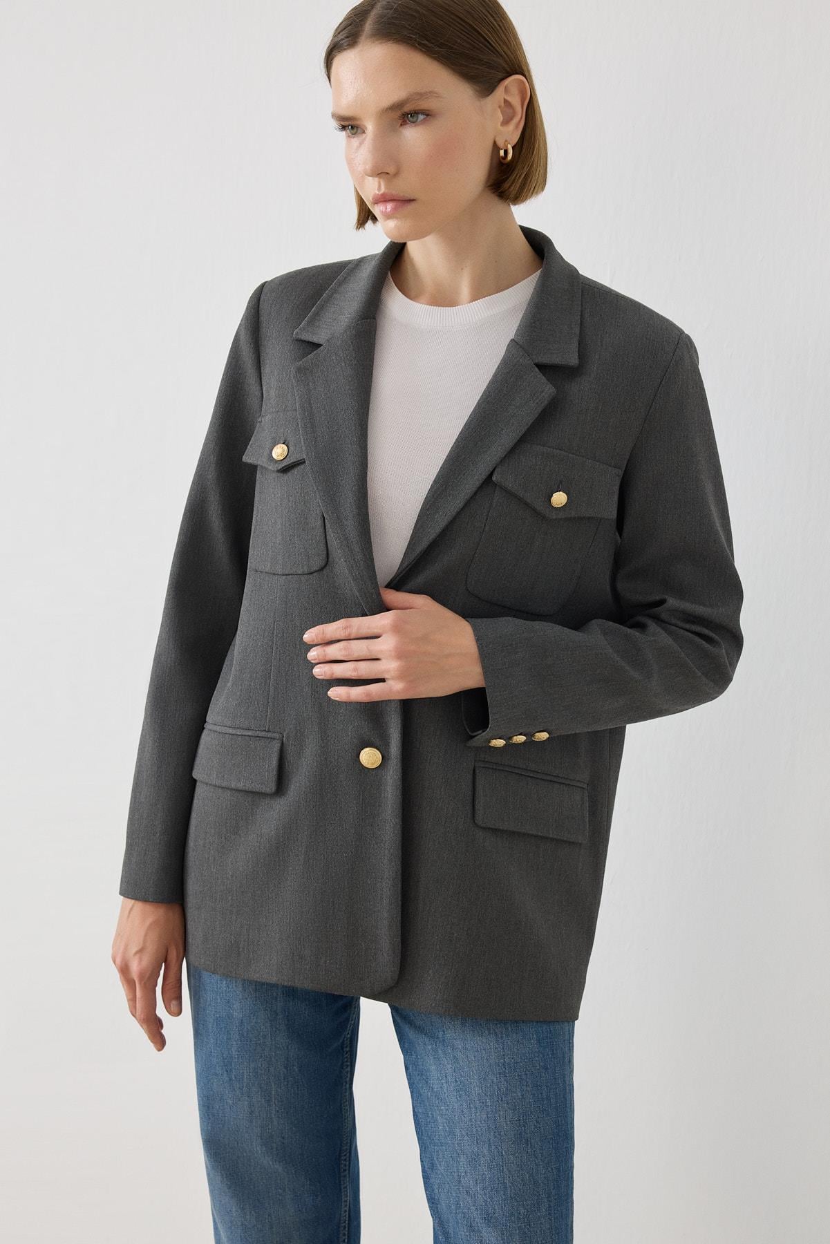 MEGAN POCKETED JACKET ANTHRACITE