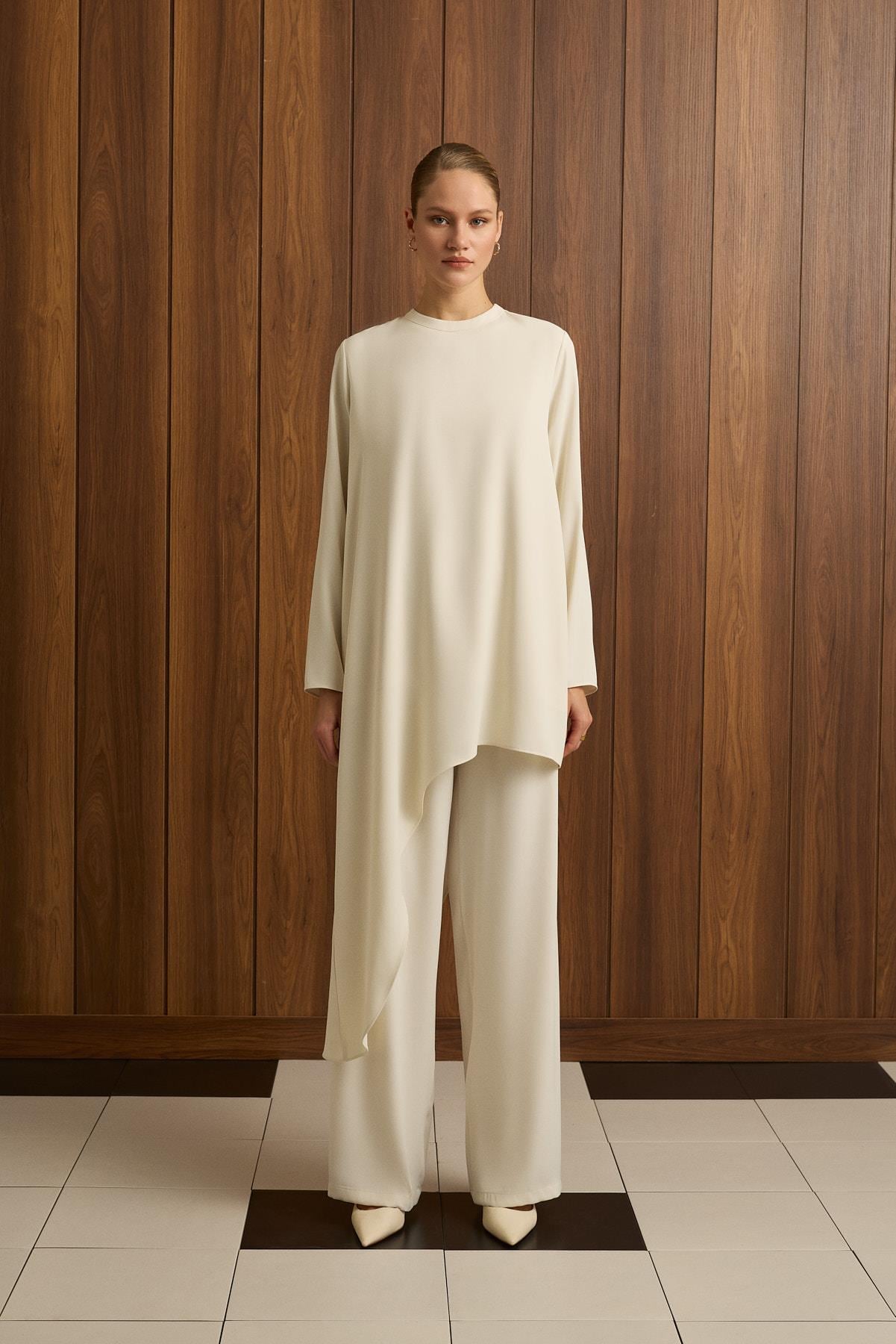 MELIN ASYMMETRICAL PANTS SET VANILLA