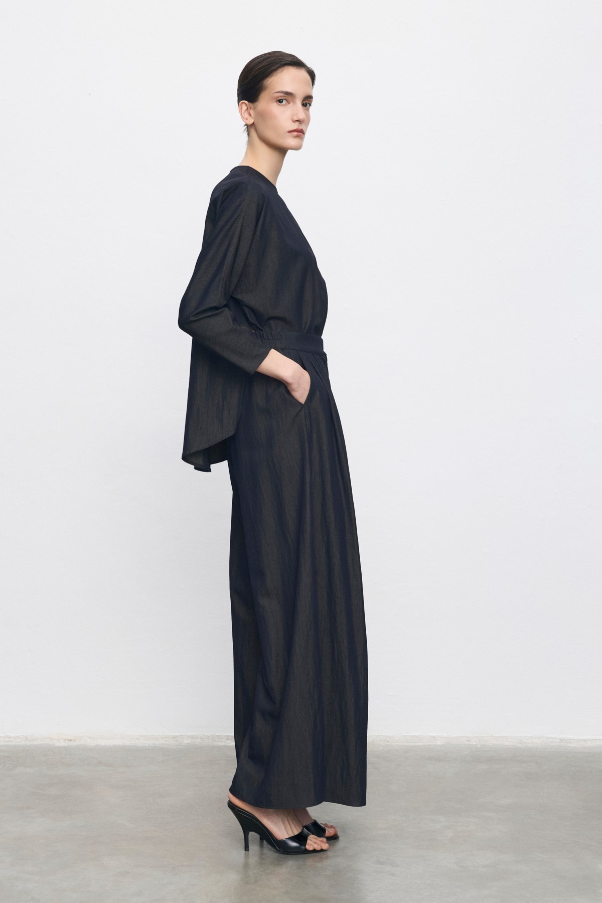 MELİNE RAYON VİSKON PANTOLONLU TAKIM LACİVERT