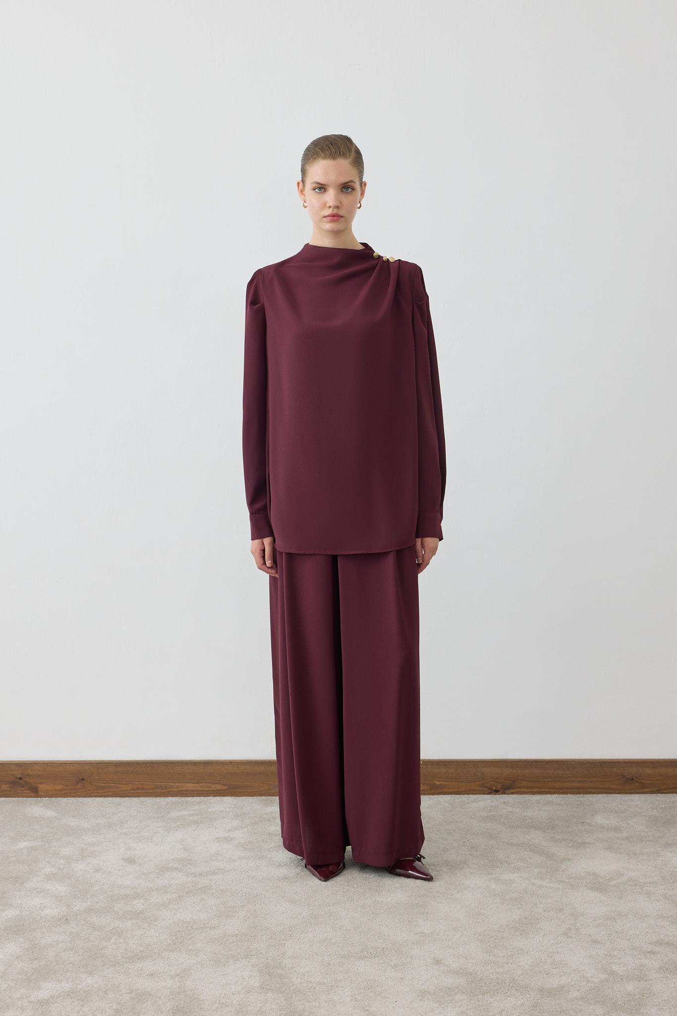 MIORI BOIS CREPE PANTS SET BURGUNDY