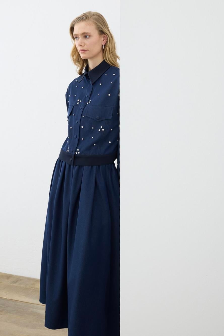 MIORI DIA DENIM SKIRT SET NAVY BLUE