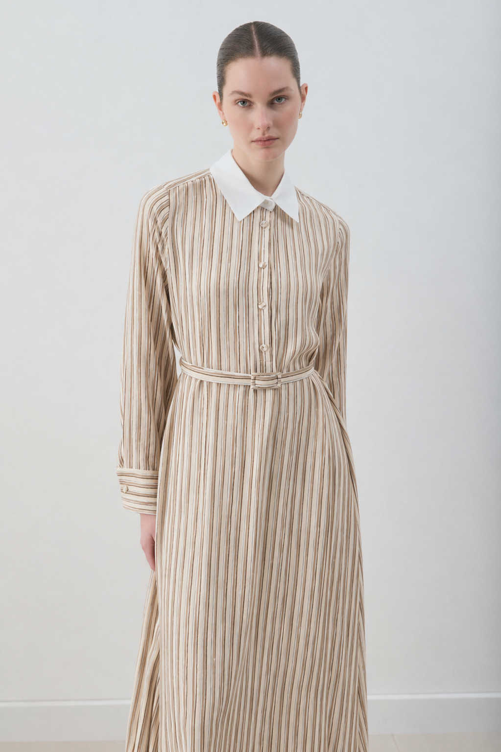MİORİ ETNA RAYON VİSKON ELBİSE HAKİ-KAHVE