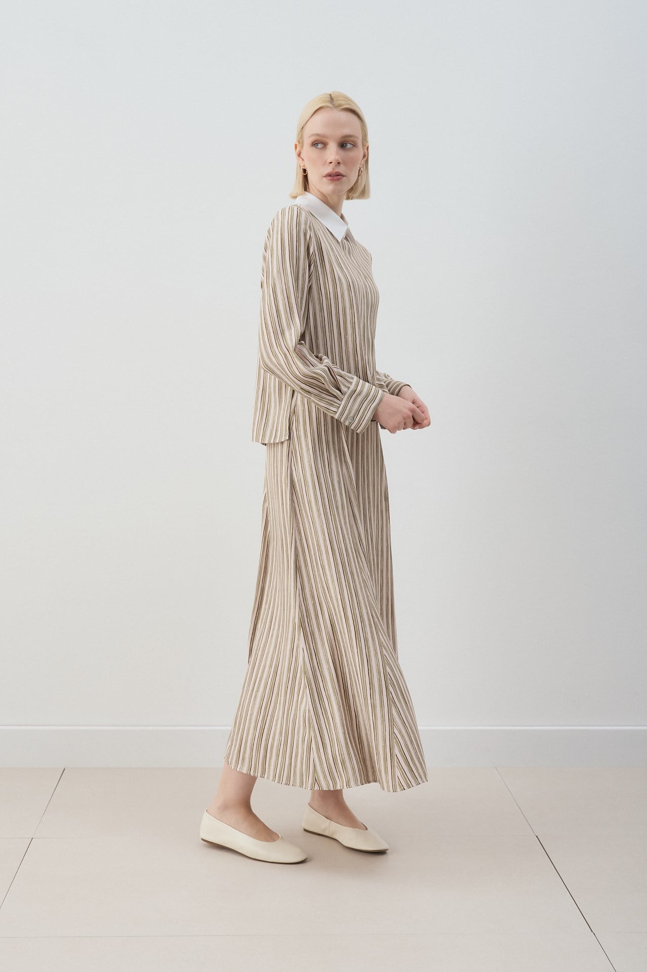 MİORİ ETNA RAYON VİSKON ETEKLİ TAKIM HAKİ-KAHVE