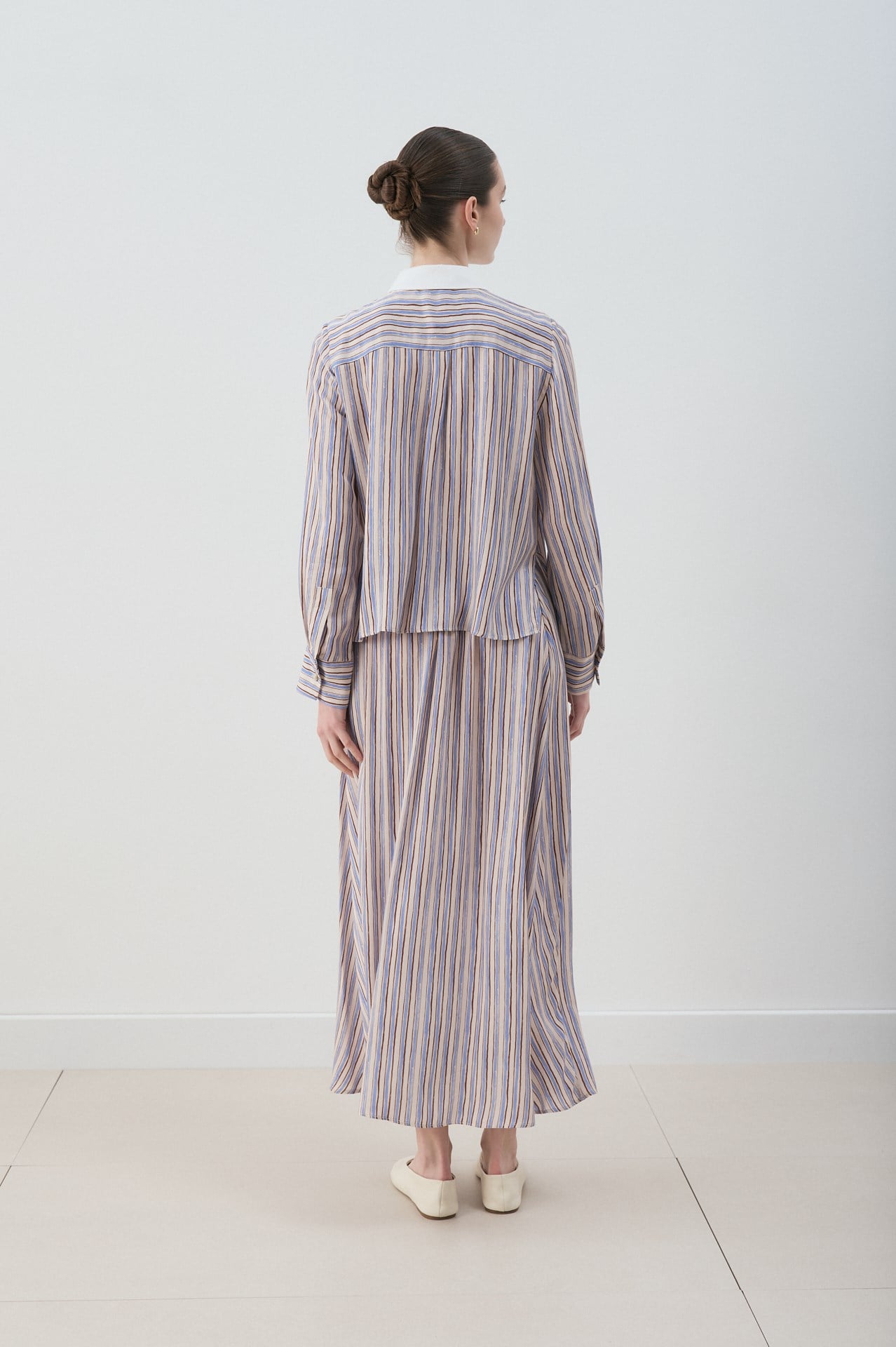 MİORİ ETNA RAYON VİSKON ETEKLİ TAKIM MAVİ-KAHVE